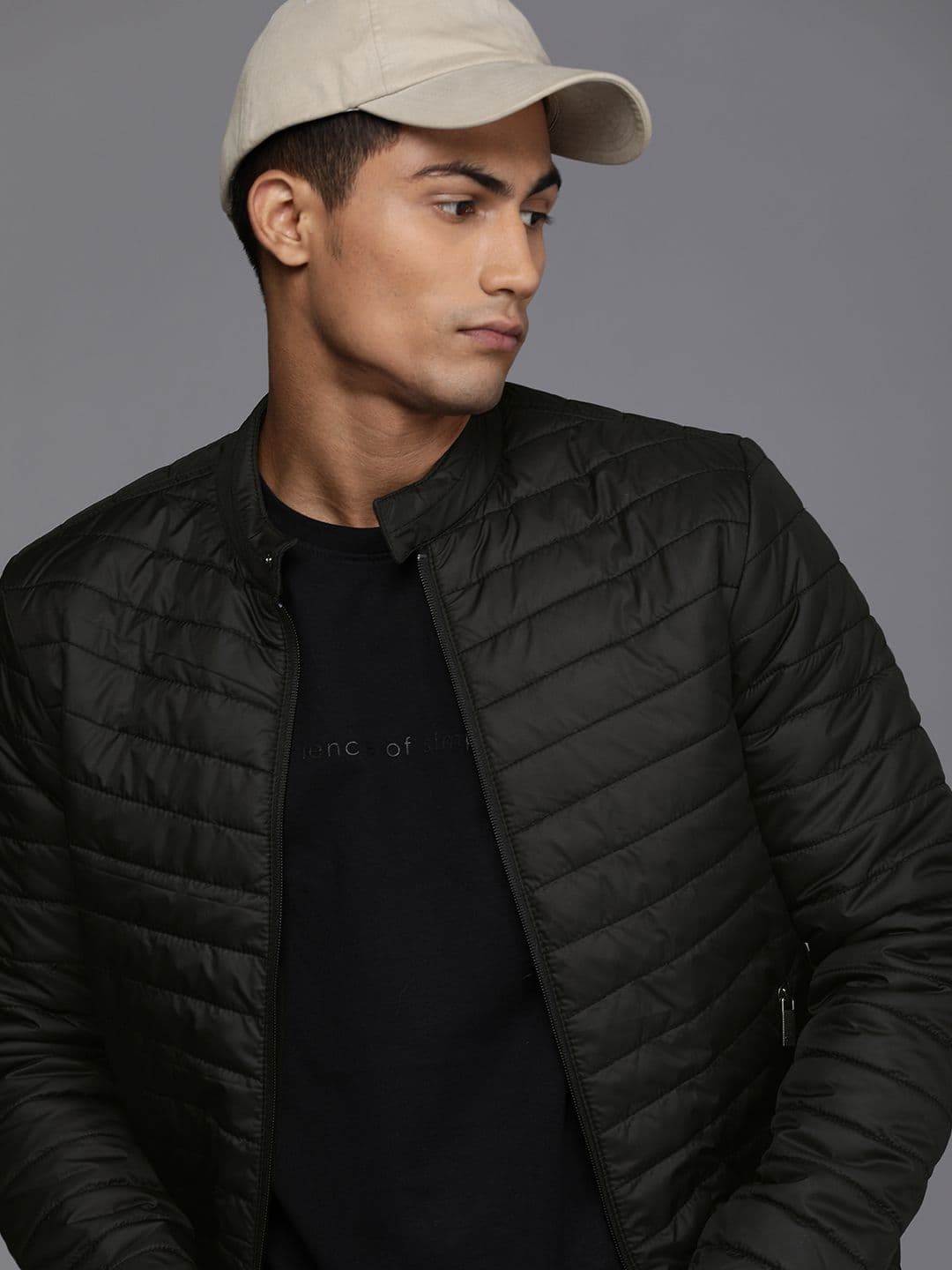 WROGN Men Black Striped Quilted Jacket - view 1