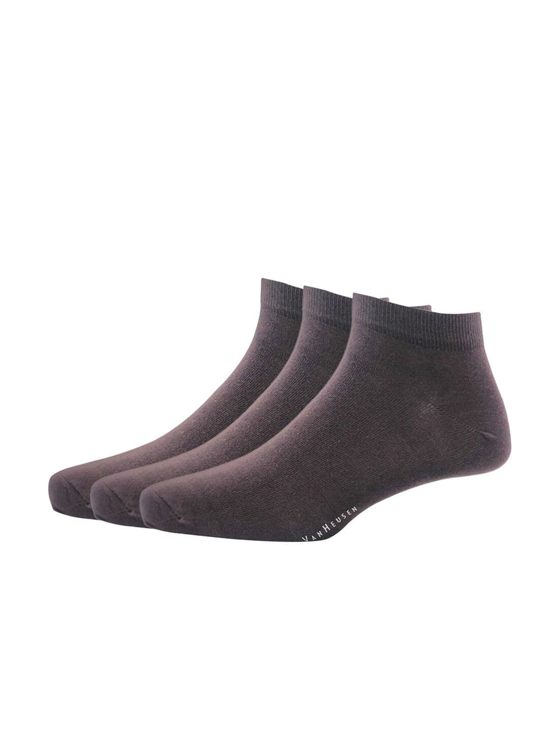 Van Heusen Men Pack Of 3 Brown Solid Ankle-Length Socks - view 1