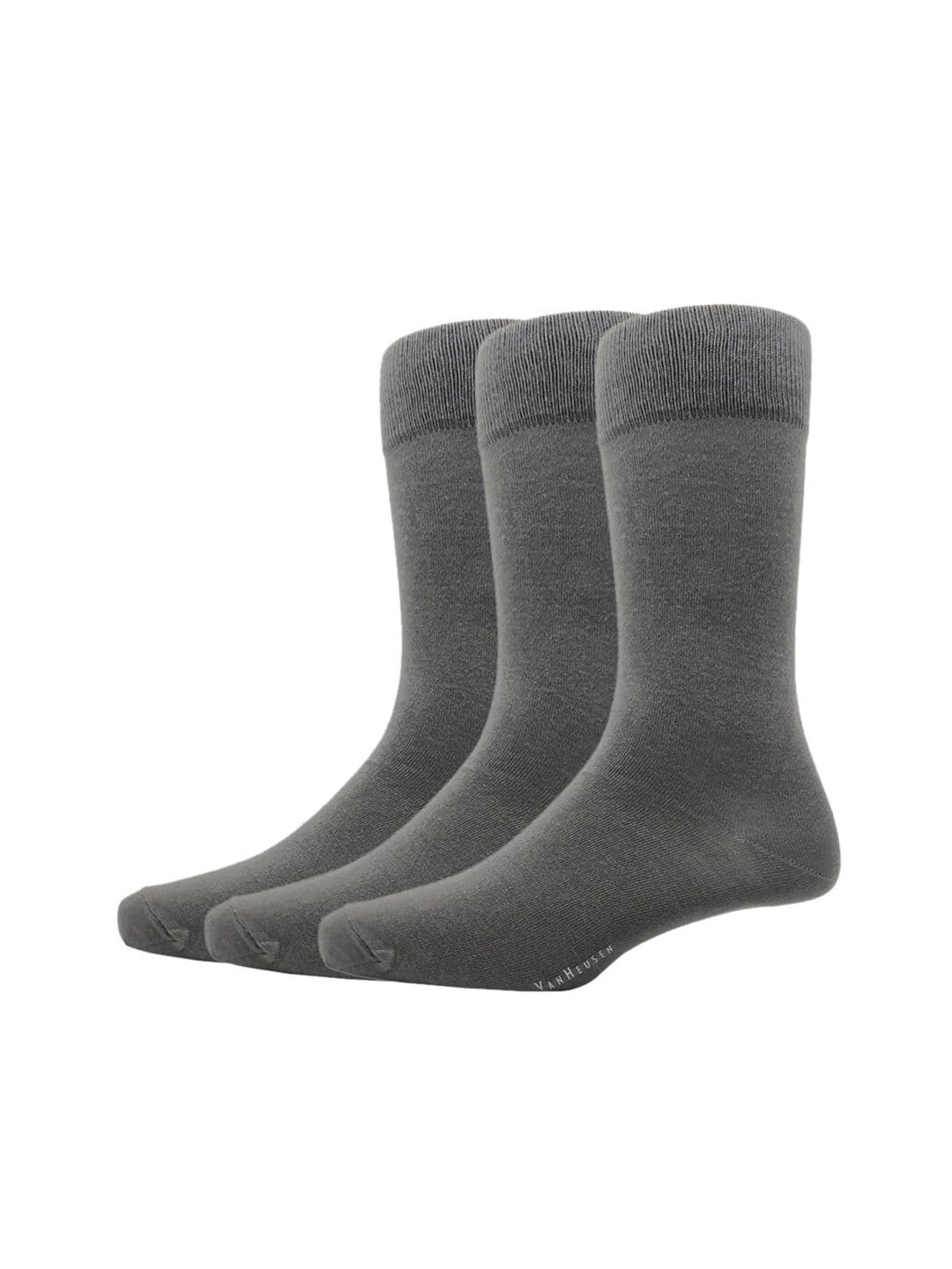 Van Heusen Men Pack Of 3 Grey Solid Calf-Length Socks - view 1
