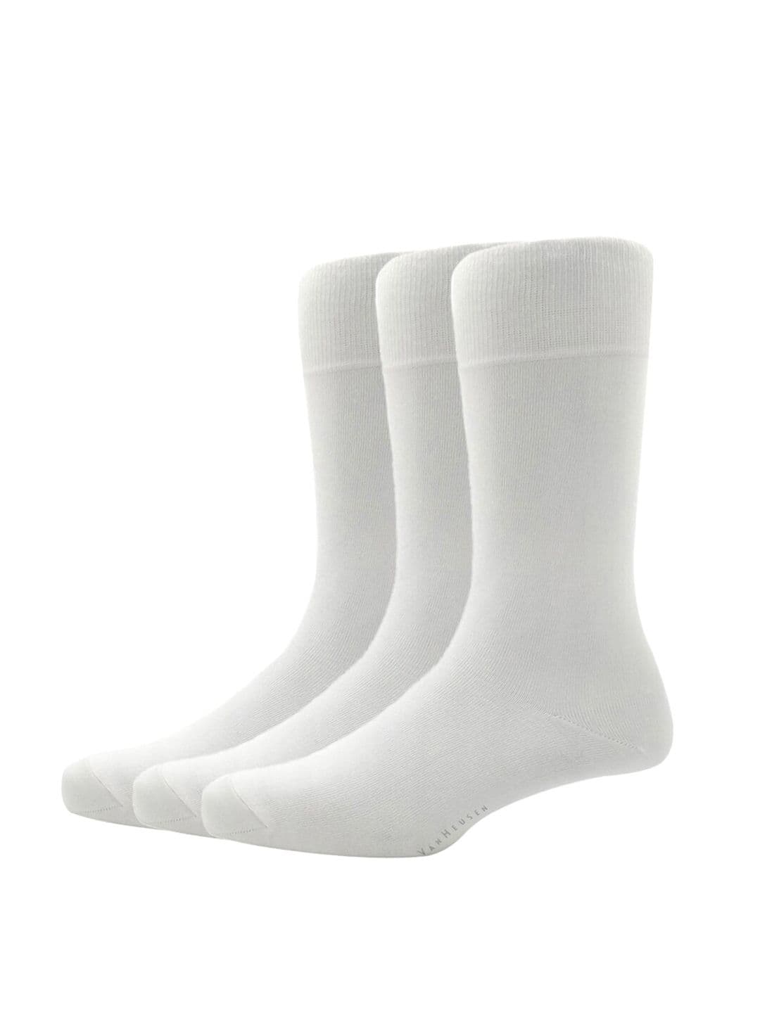 Van Heusen Men Pack Of 3 White Solid Calf-Length Socks - view 1