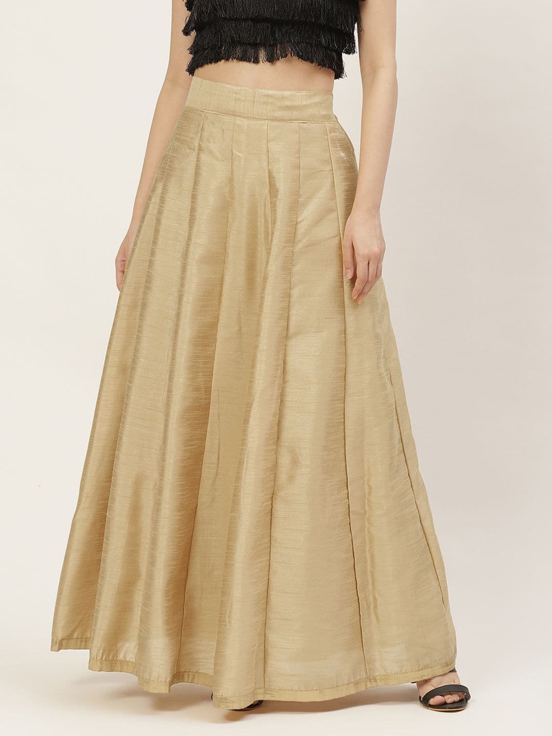 Studio Shringaar Golden Skirt with Zari Border - view 1