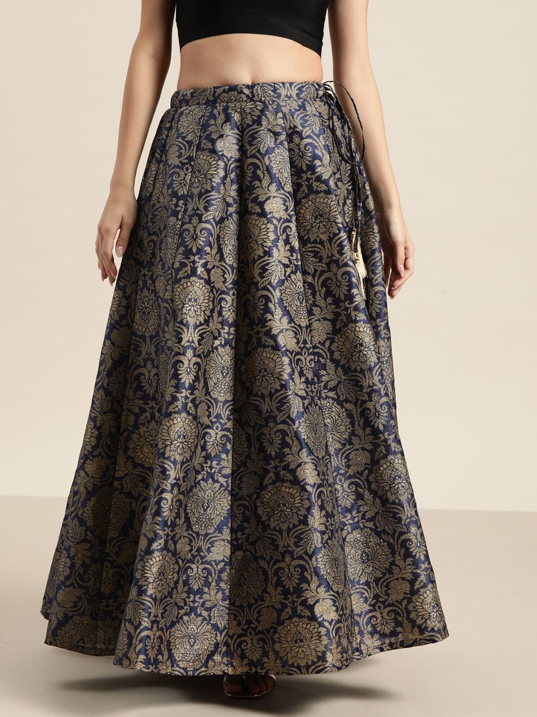 Shae by SASSAFRAS Women Deep Navy Blue Floral Skirt - view 1