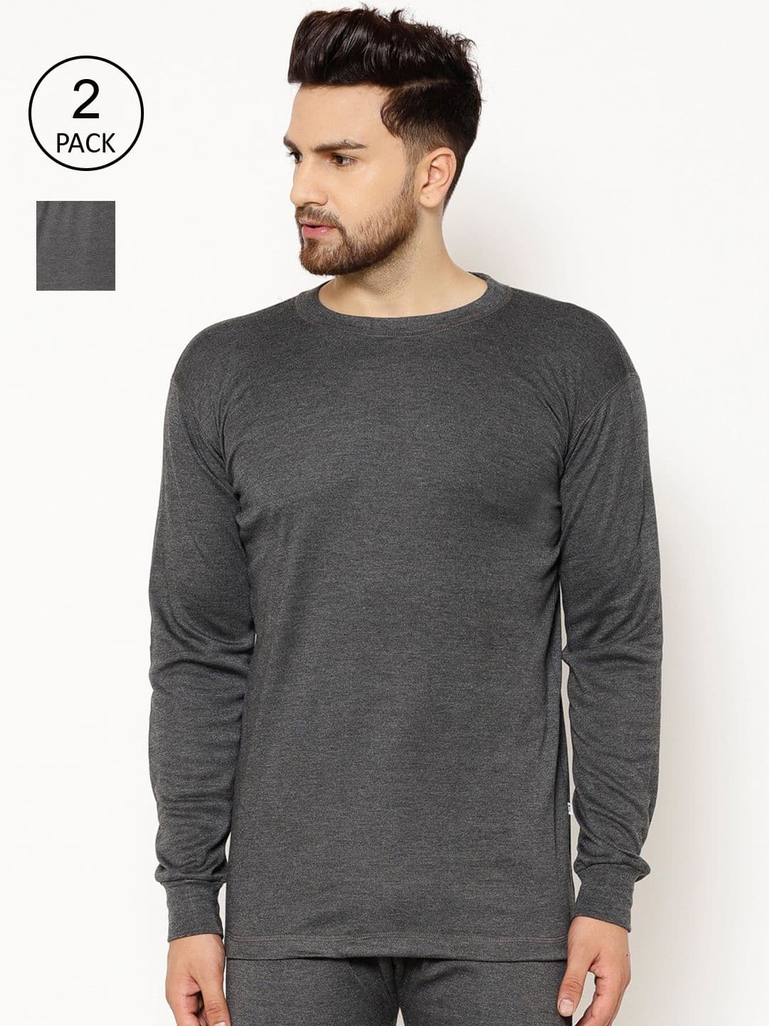 MACK JONNEY Men Pack Of 2 Solid Thermal Tops - view 1