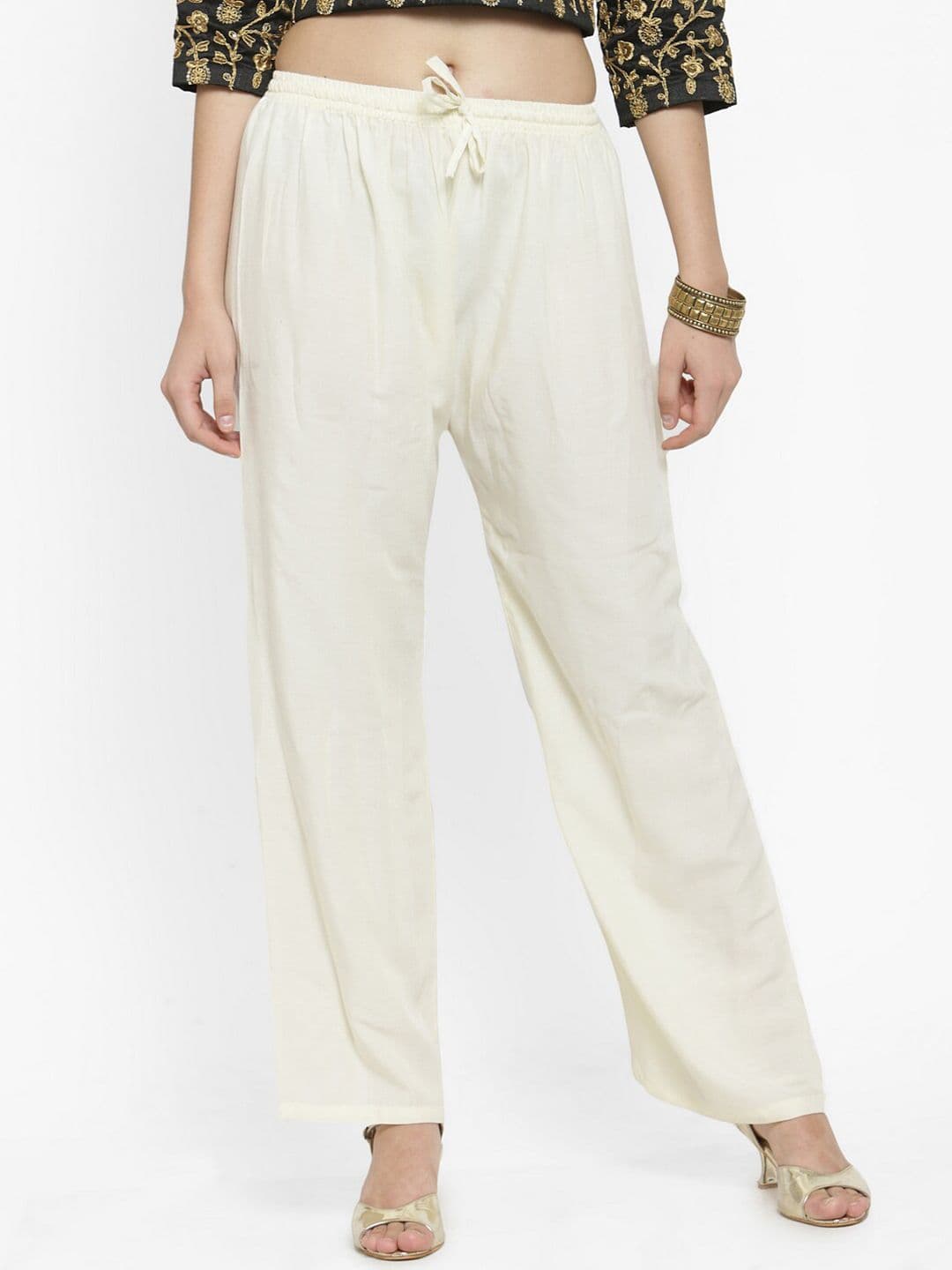 Clora Creation Women Off White Palazzos - view 1