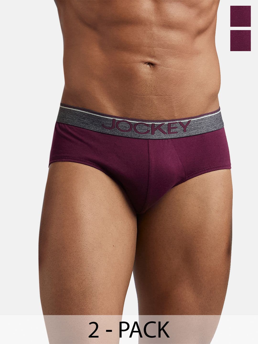 Jockey Pack Of 2 Super Combed Cotton Solid Brief with Ultrasoft Waistband-8037