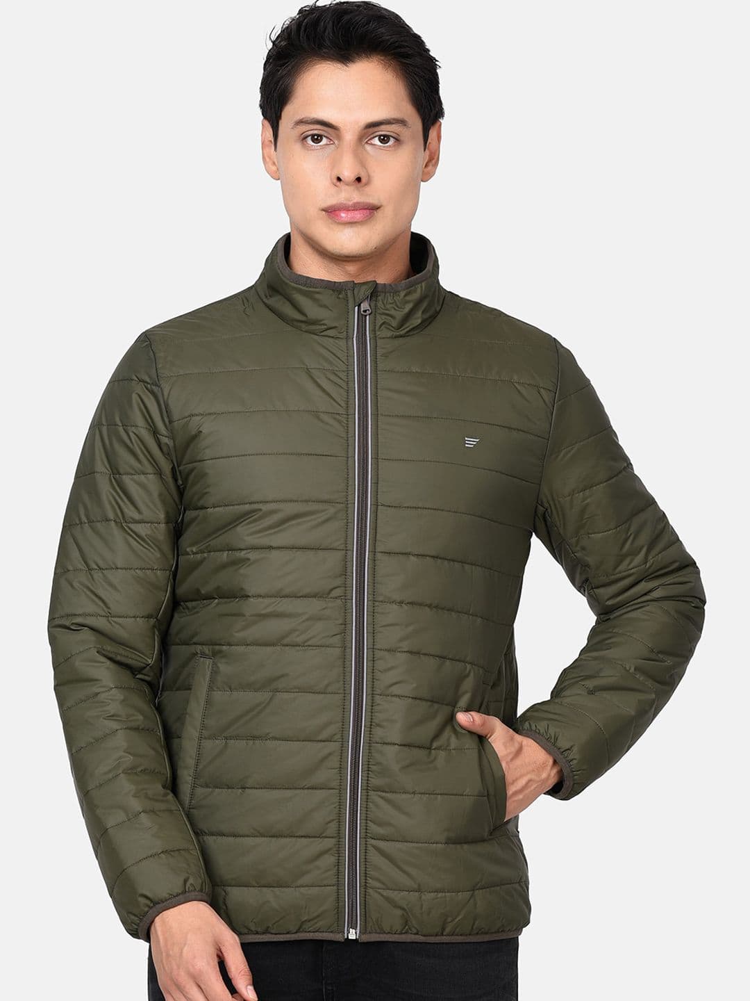 t-base Men Olive Green Lightweight Puffer Jacket - view 1