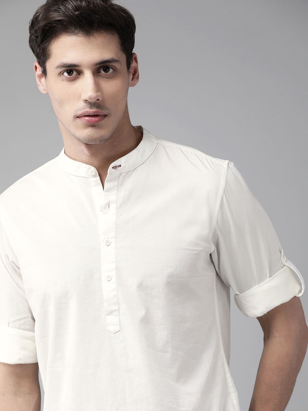 Roadster Men Off White Solid Cotton Casual Shirt - view 1
