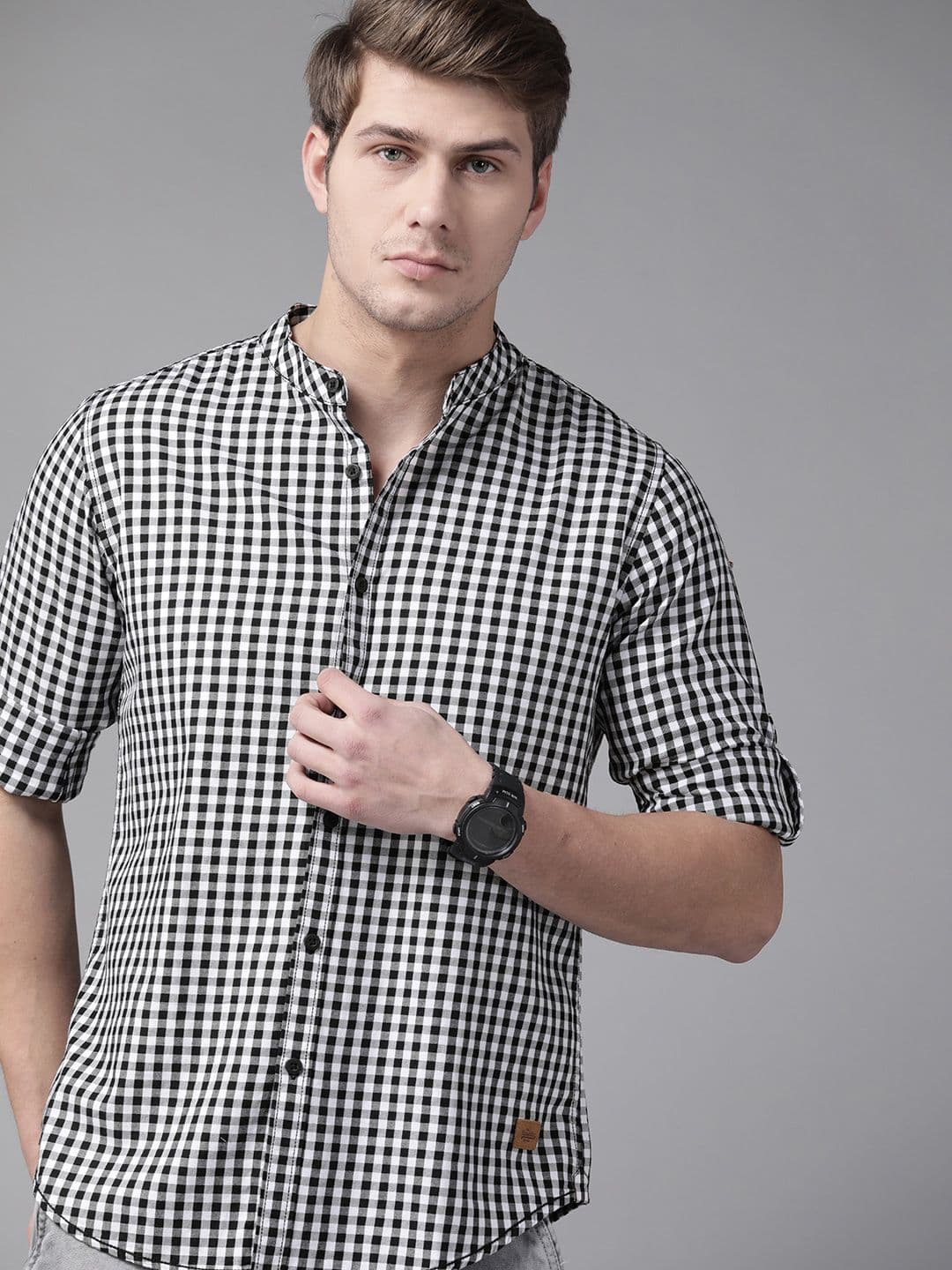 Roadster Men Black & White Checked Pure Cotton Sustainable Casual Shirt - view 1