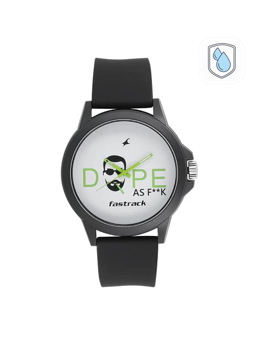 Fastrack Unisex White & Green Printed Dial & Black Straps Analogue Watch 38024PP34 - view 1