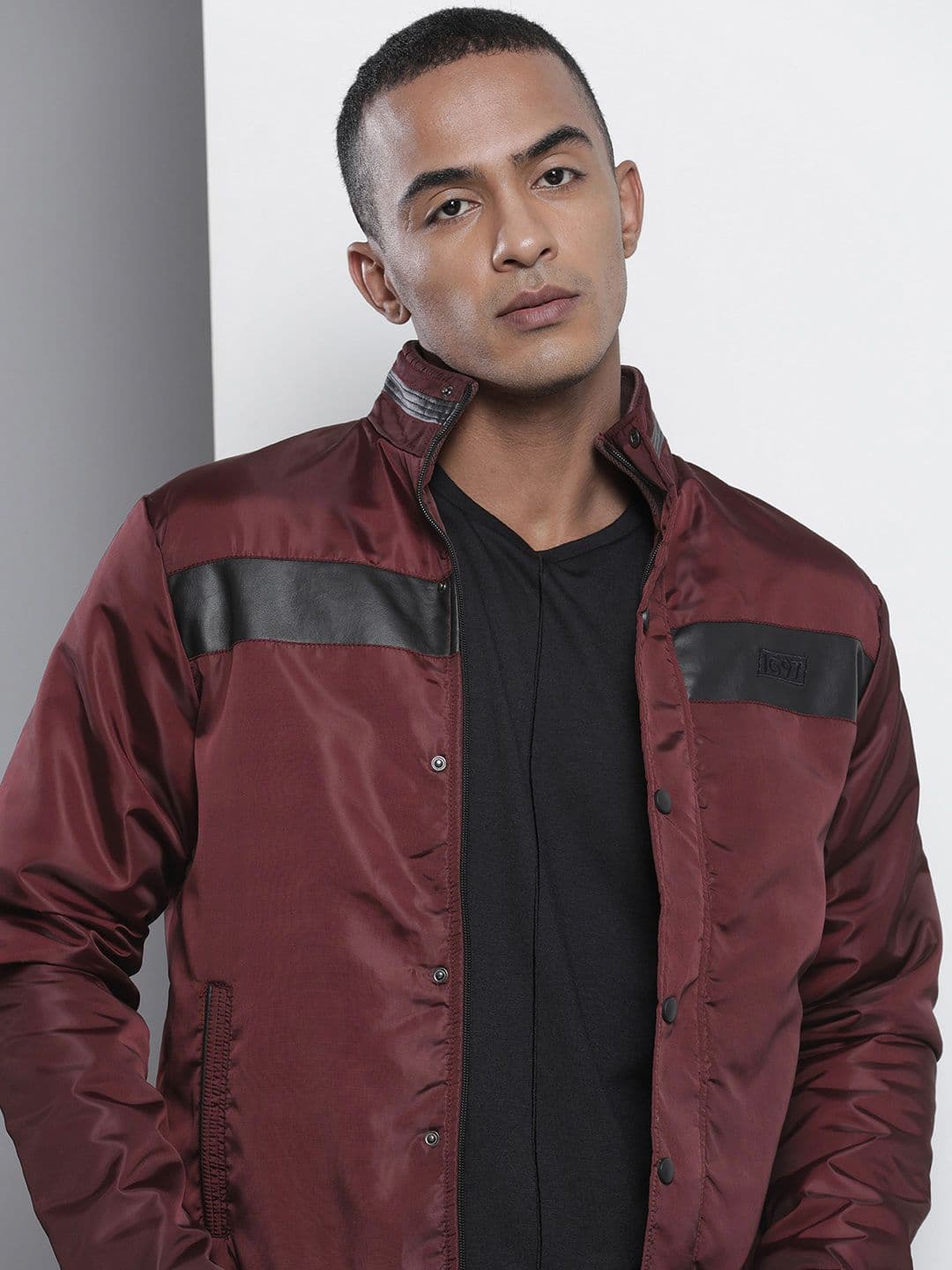 The Indian Garage Co Men Slim Fit Bomber Jacket with Insert Pockets - view 1