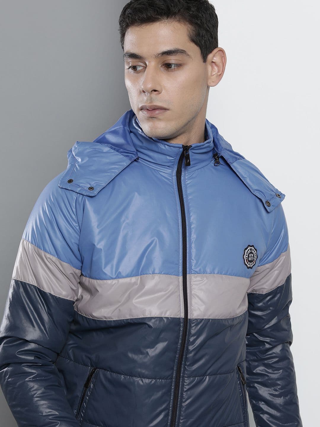The Indian Garage Co Men Slim Fit Biker Jacket with Detachable Hood - view 1