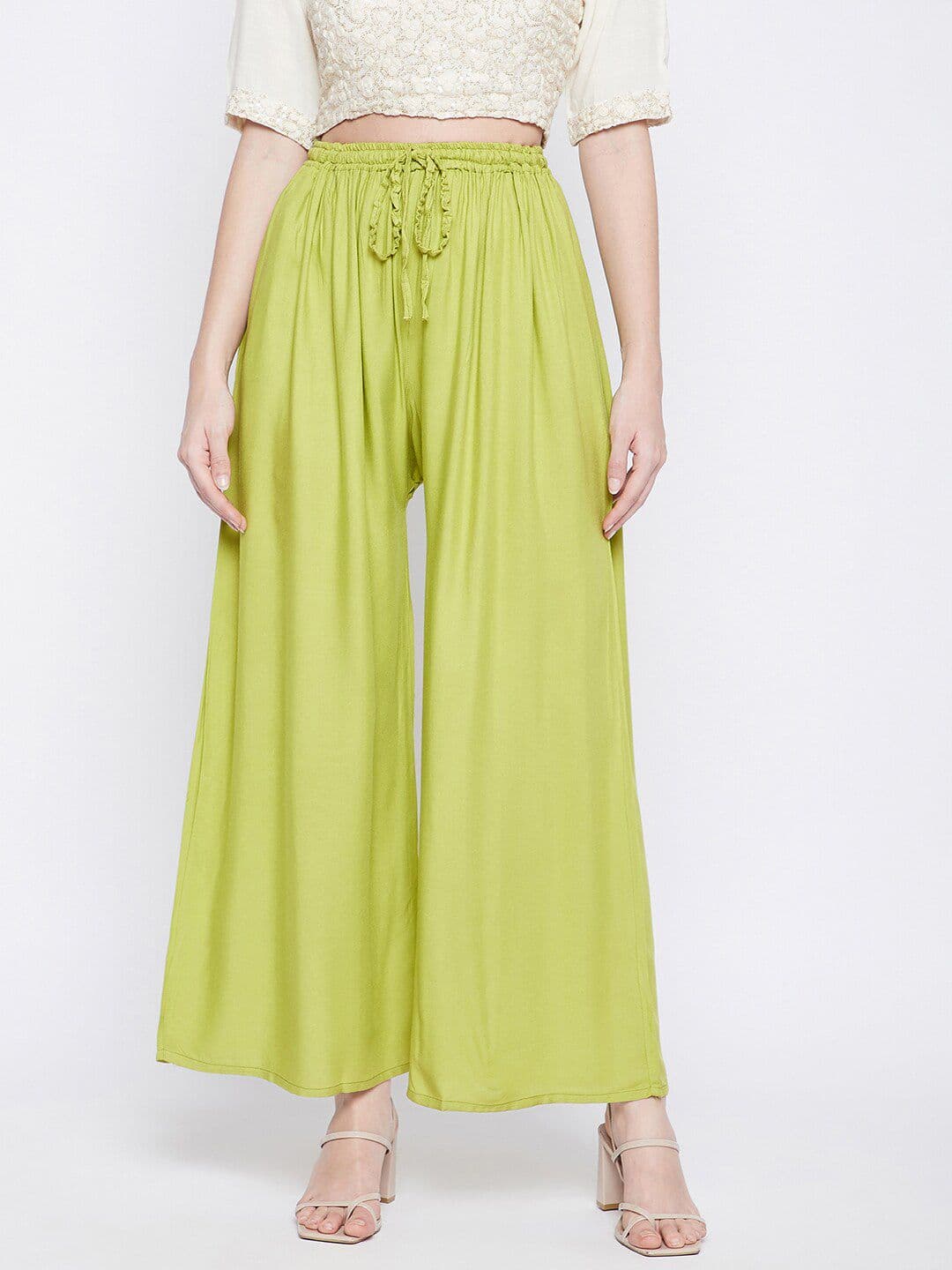Clora Creation Women Green Knitted Palazzos - view 1