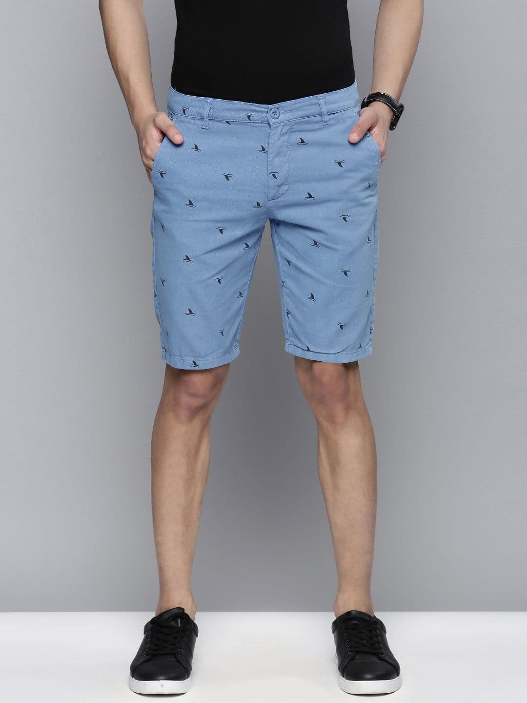 The Indian Garage Co Men Blue Conversational Printed Slim Fit Regular Shorts - view 1