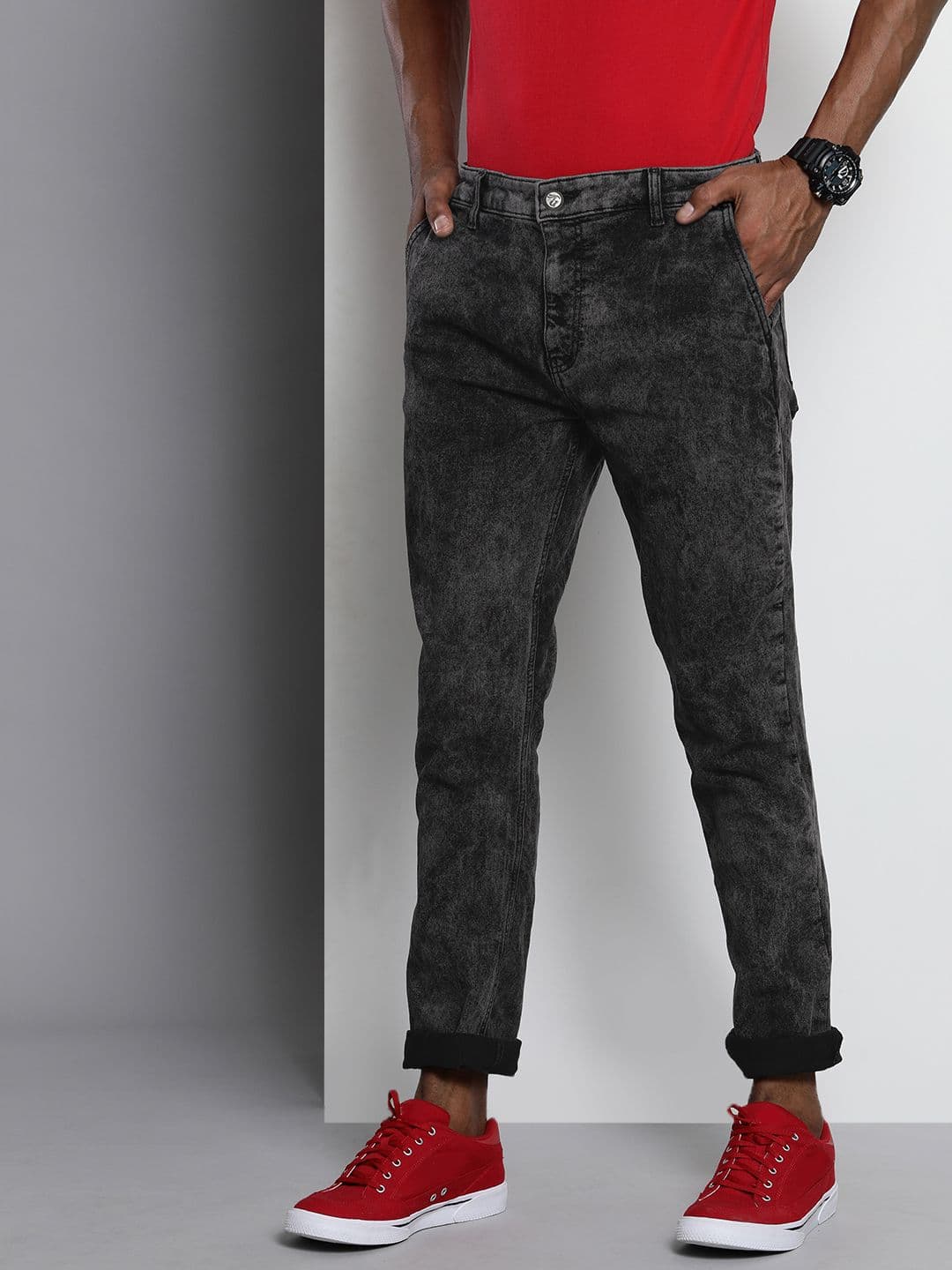 The Indian Garage Co Men Black Slim Fit Stretchable Jeans - view 1