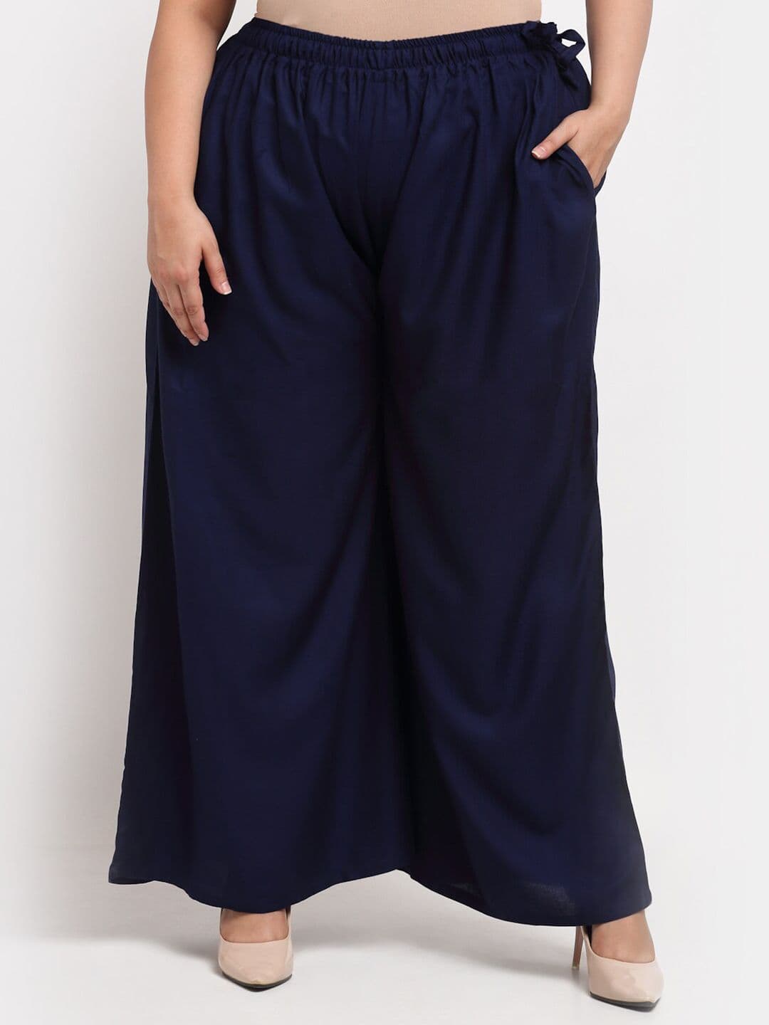 TAG 7 PLUS Women Navy Blue Flared Ethnic Palazzos - view 1