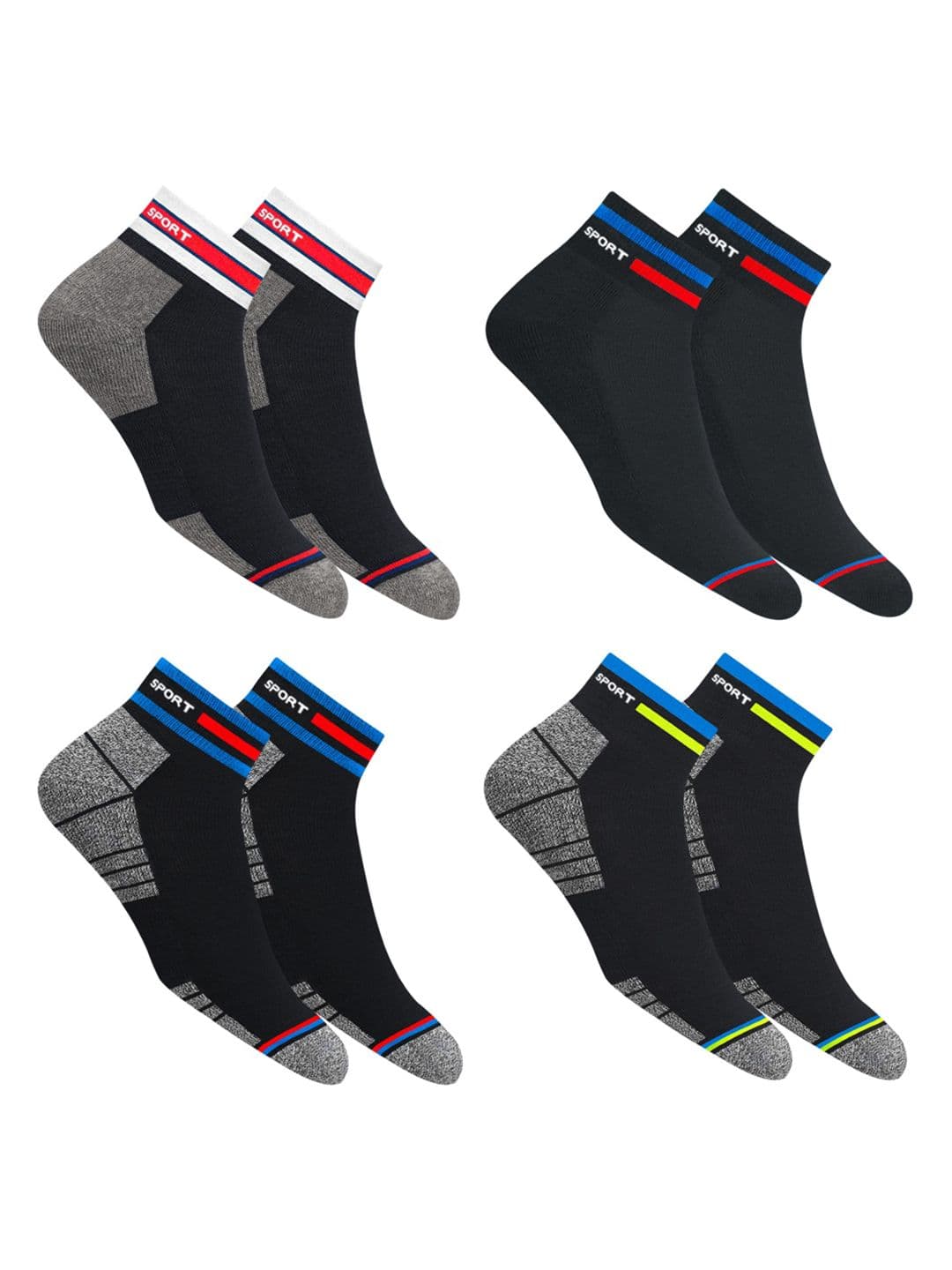 NAVYSPORT Originals Unisex Pair of 4 Cushion Cotton Ankle Socks - view 1