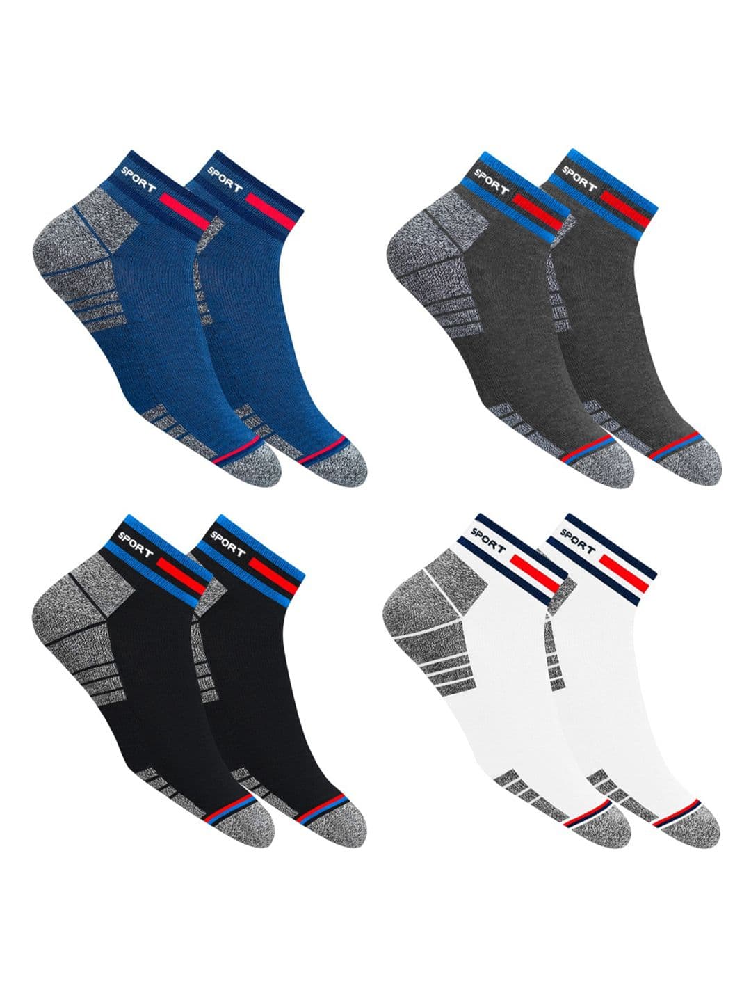 NAVYSPORT Unisex Pair of 4 Casual Cushion Cotton Ankle Socks - view 1