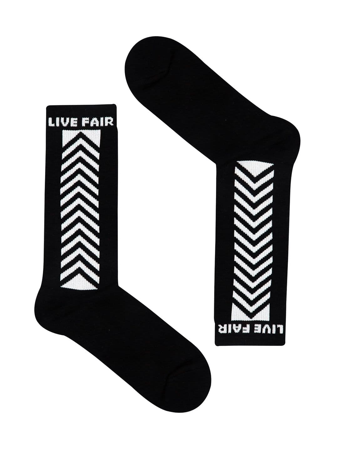 Socksxpress Men Black and White Striped Fair Trade Organic Cotton Calf Length Socks - view 1