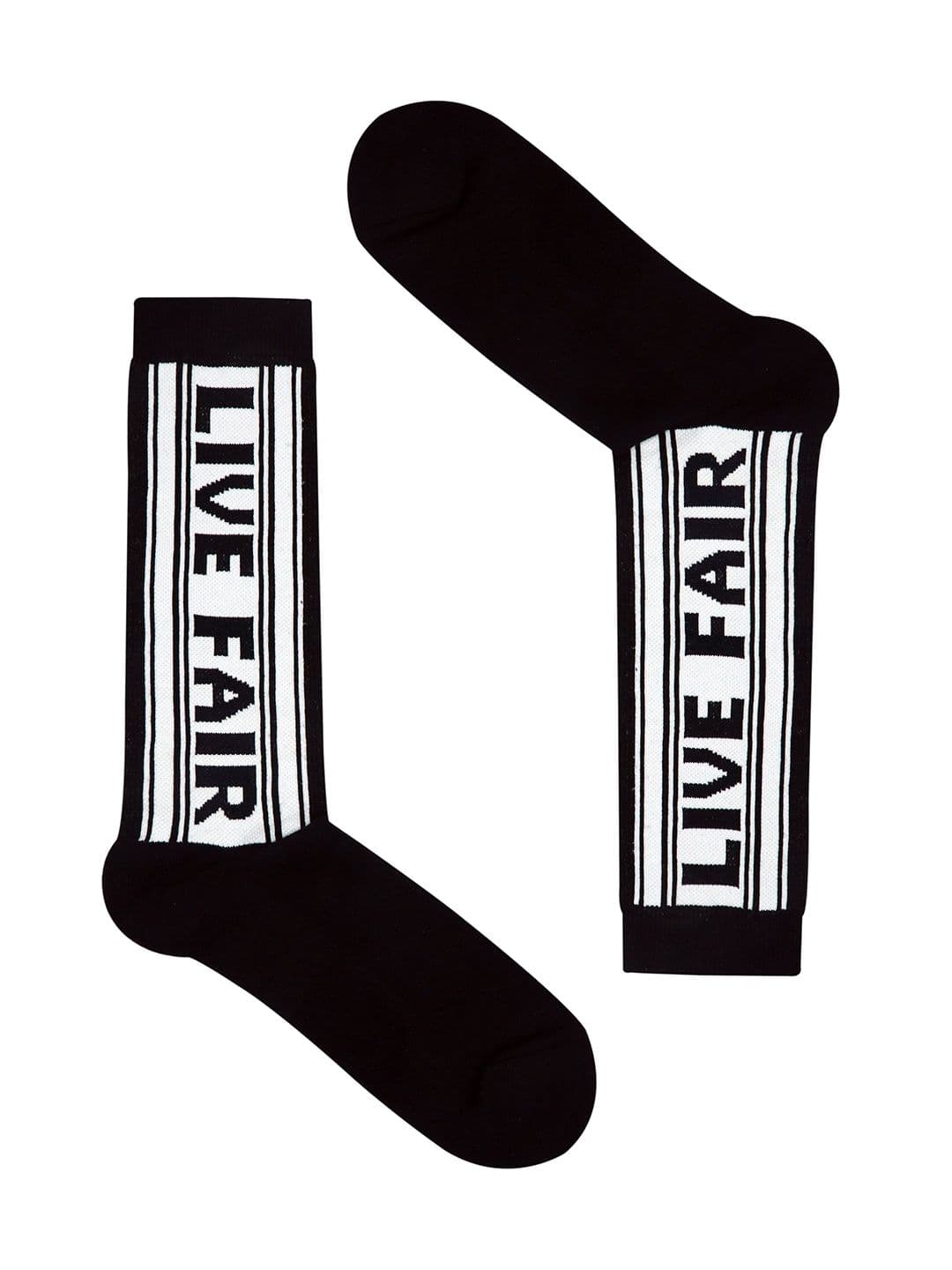 Socksxpress Men Black & White Fair Trade Organic Cotton Calf Length Socks Pack of 2 - view 1