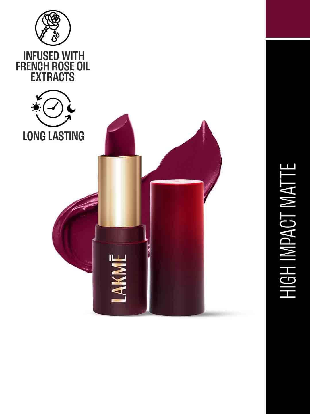 Lakme Forever Matte Long Lasting Lipstick With French Rose Oil Ext 4.5g - Red Marsala CR10 - view 1
