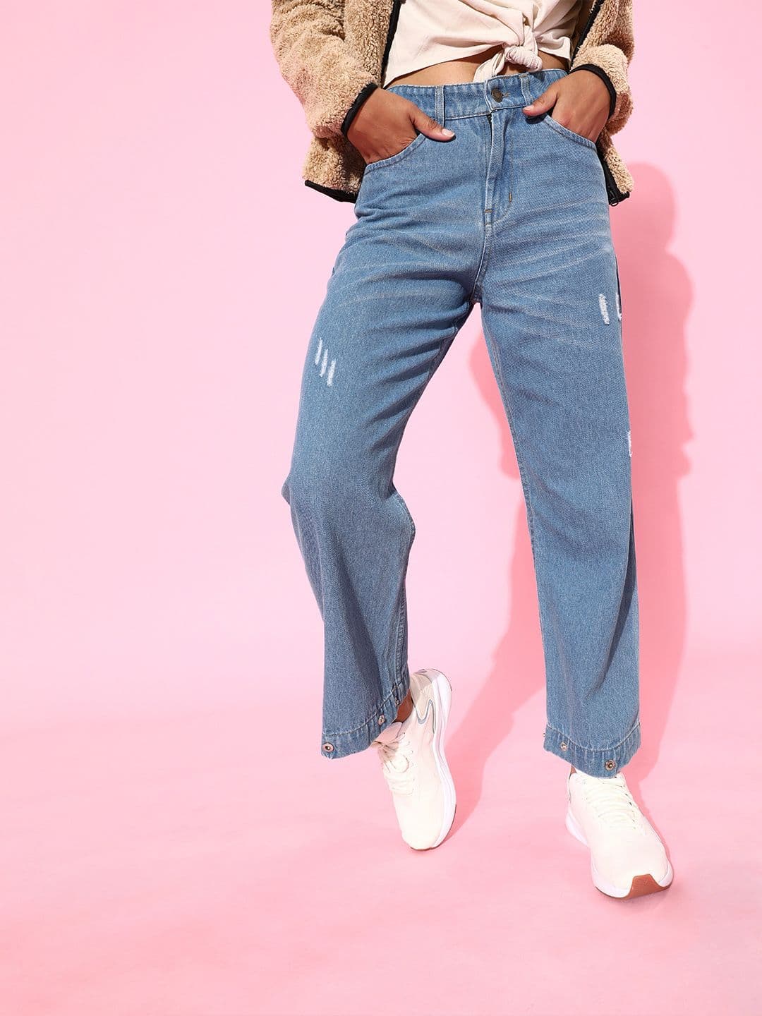 SASSAFRAS Women Stunning Blue Relaxed Fit Non Stretchable Jeans - view 1