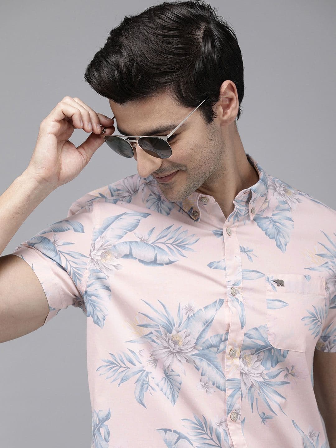THE BEAR HOUSE Men Pink Slim Fit Floral Print Pure Cotton Casual Shirt - view 1