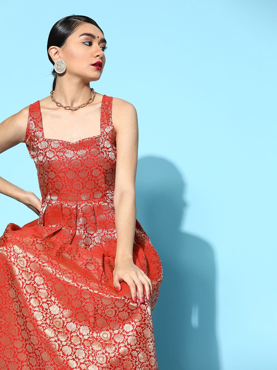 Anayna Women Brocade Balconette Neck Long Dress - view 1