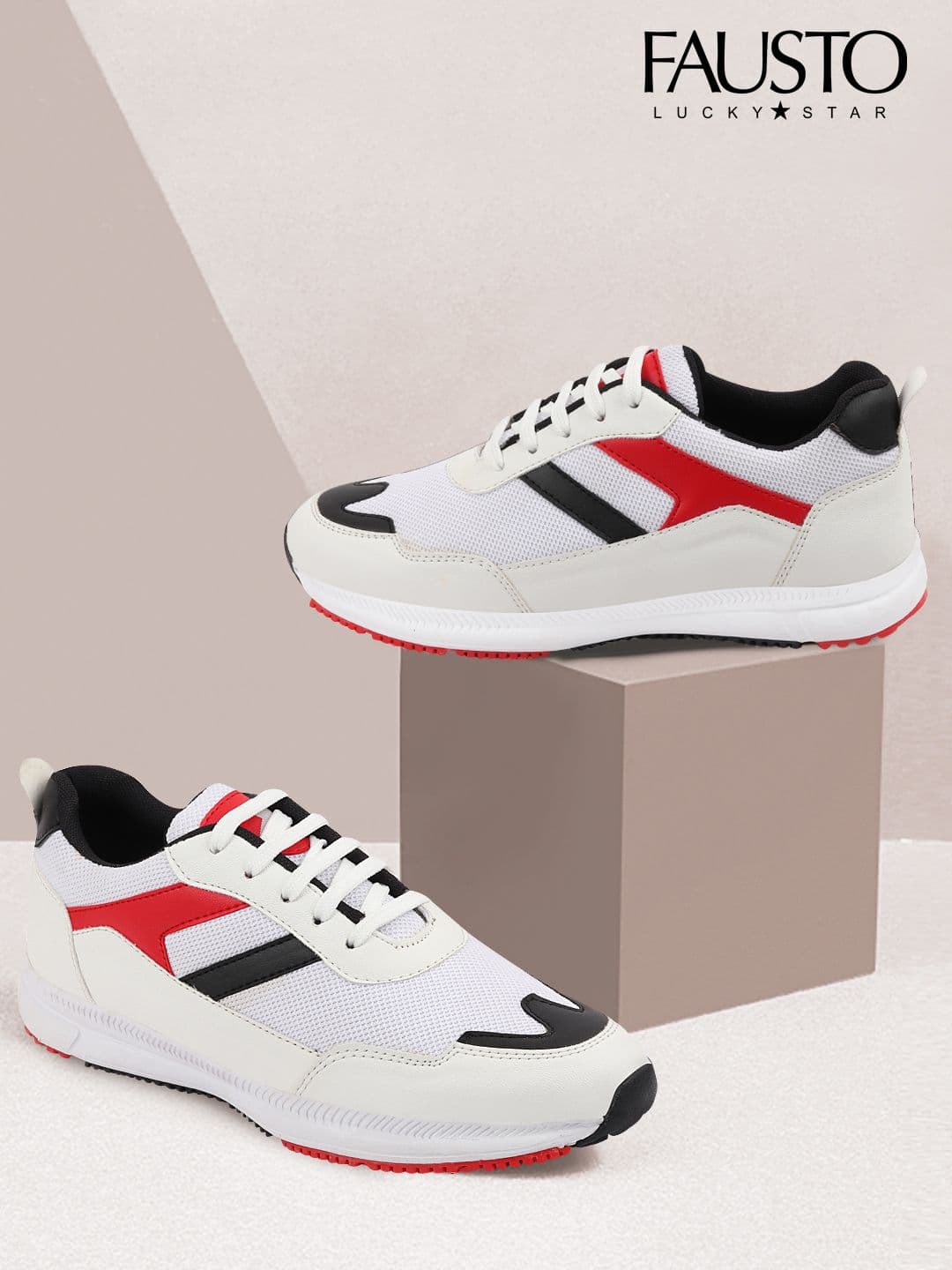 FAUSTO Men White Running Non-Marking Shoes - view 1