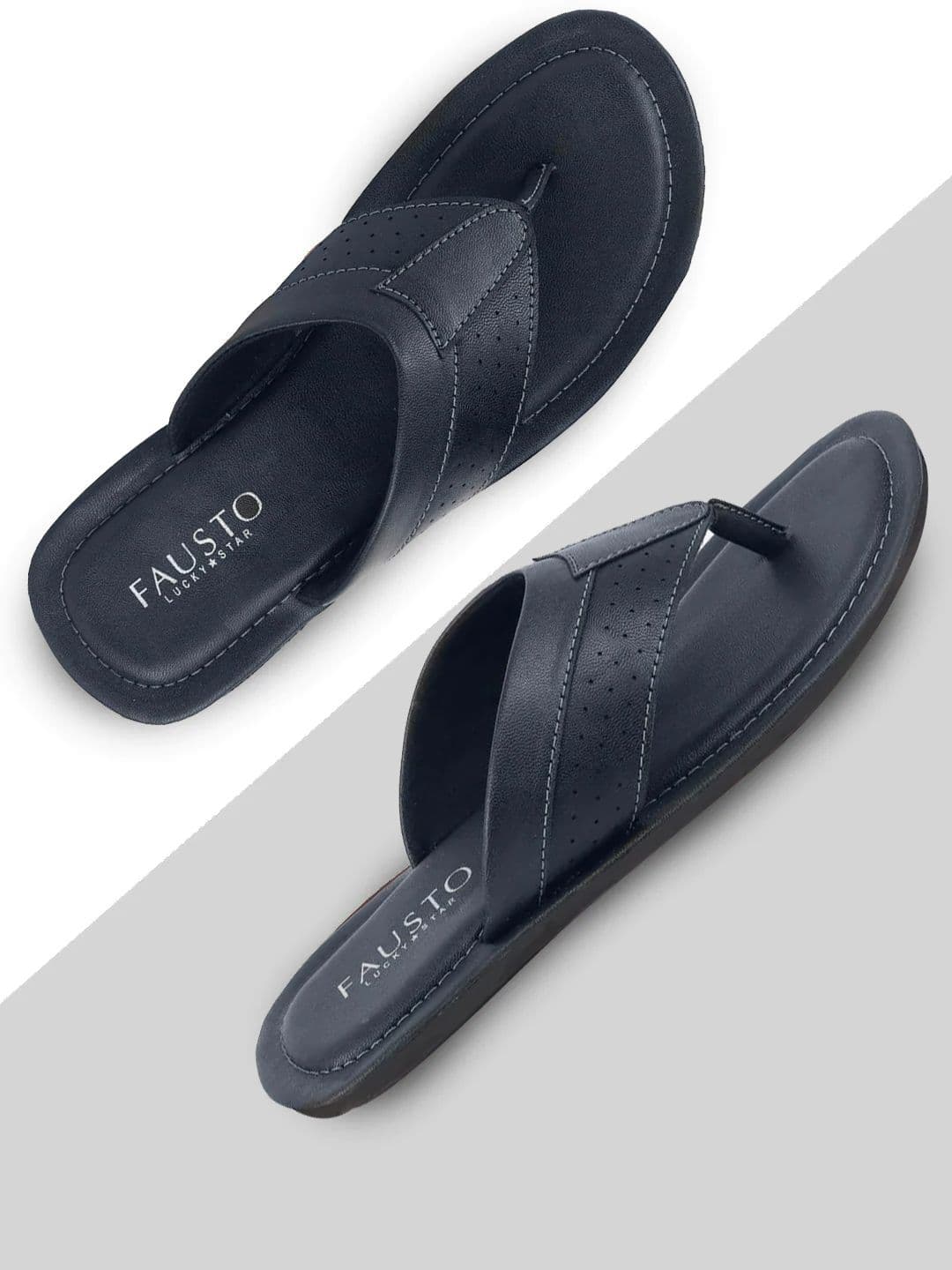 FAUSTO Men Navy Blue Comfort Sandals - view 1