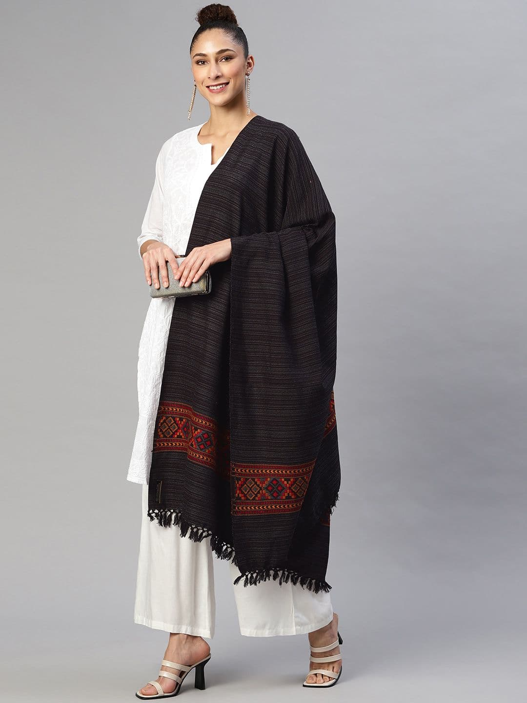 WEAVERS VILLA Women Kullu Pattern Woven Winter Shawl - view 1