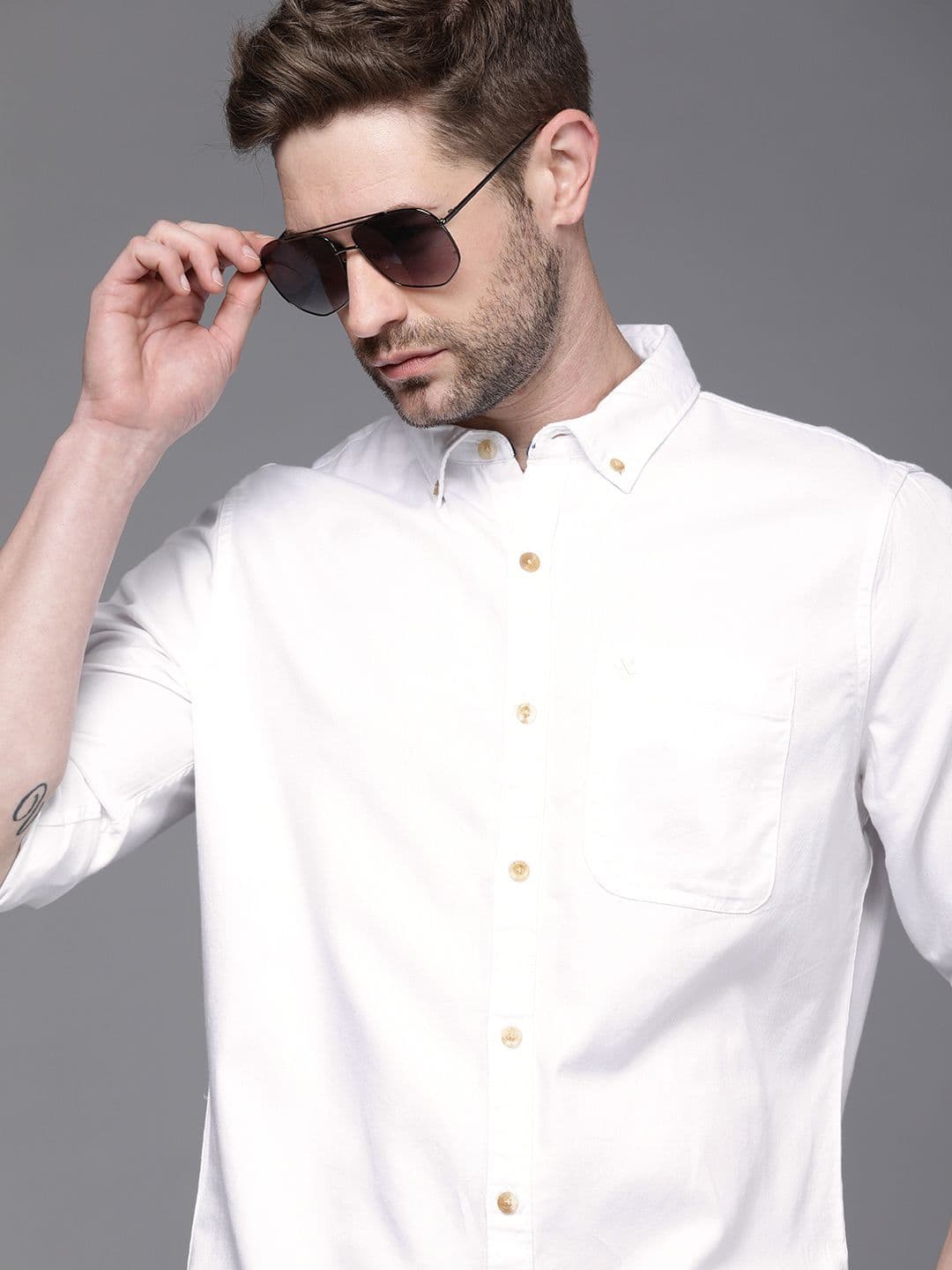 WROGN Men White Slim Fit Button-Down Casual Shirt - view 1