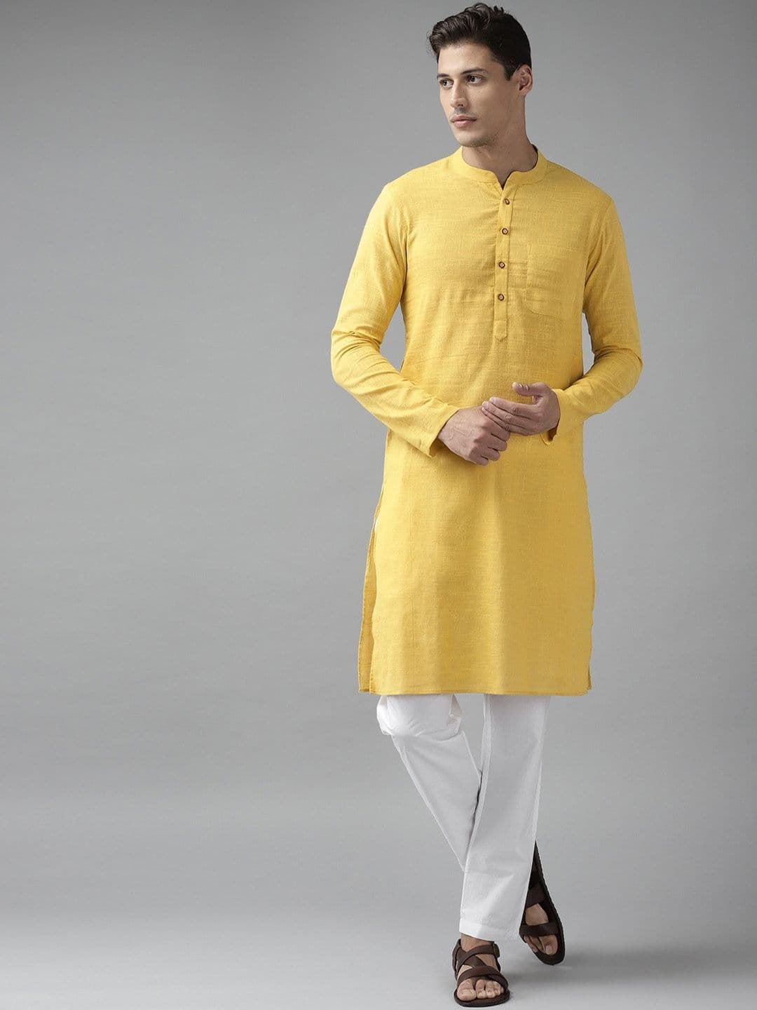 See Designs Men Yellow Kurta - view 1
