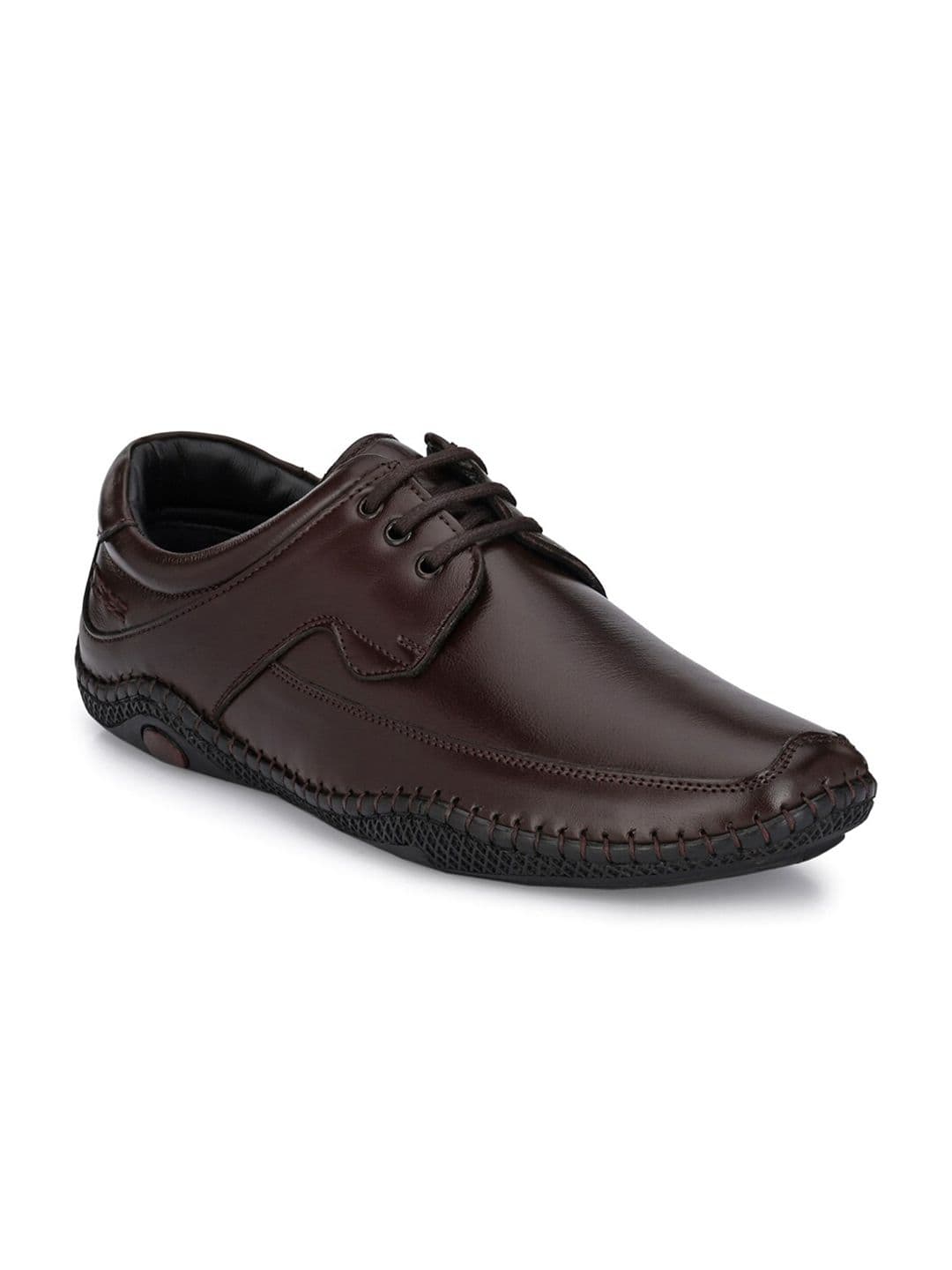 Mactree Men Brown Solid Leather Formal Derbys - view 1