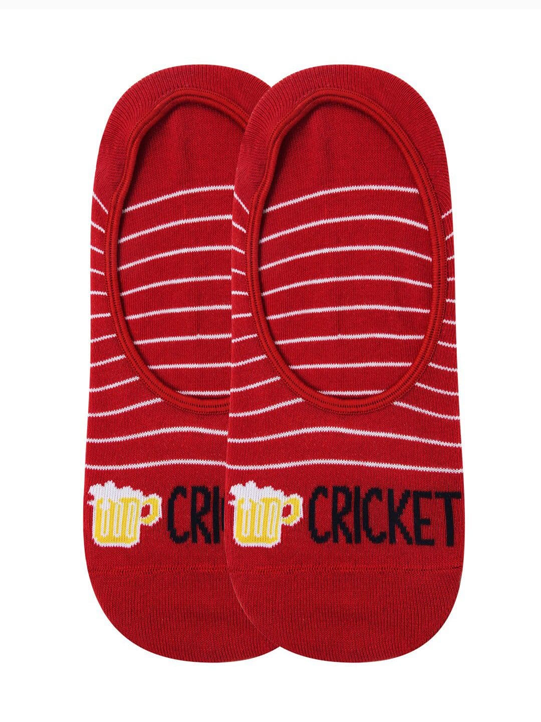 Bonjour Men Pack of 2 Red Shoe Liner Socks For Cricket Lovers - view 1
