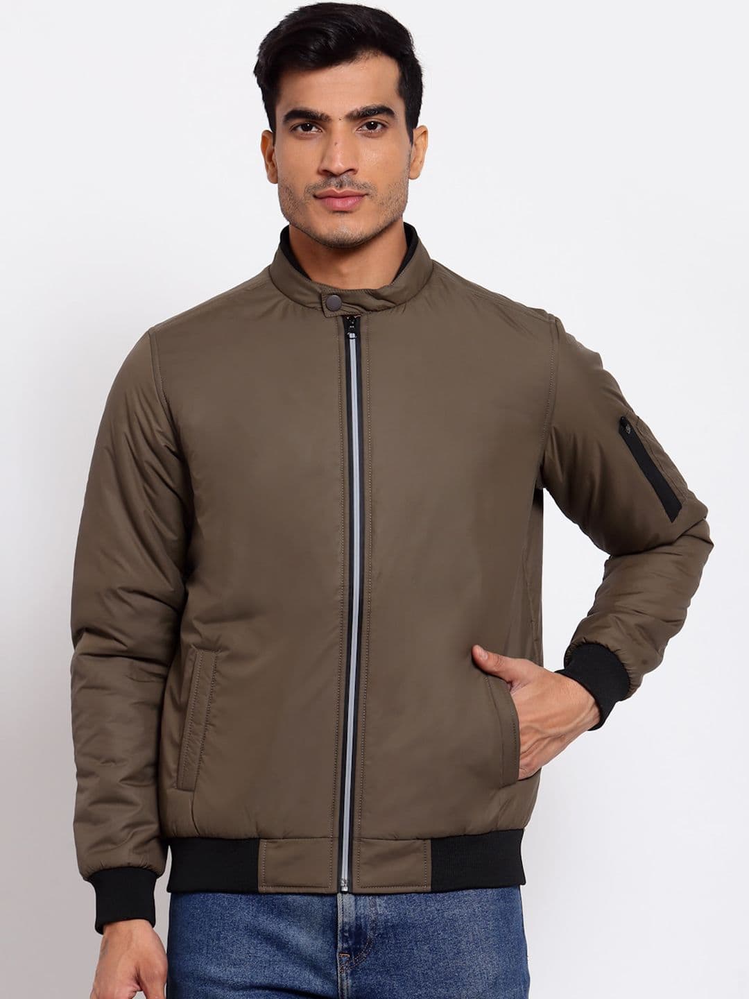Style Quotient Men Olive Green Lightweight Outdoor Bomber Jacket - view 1