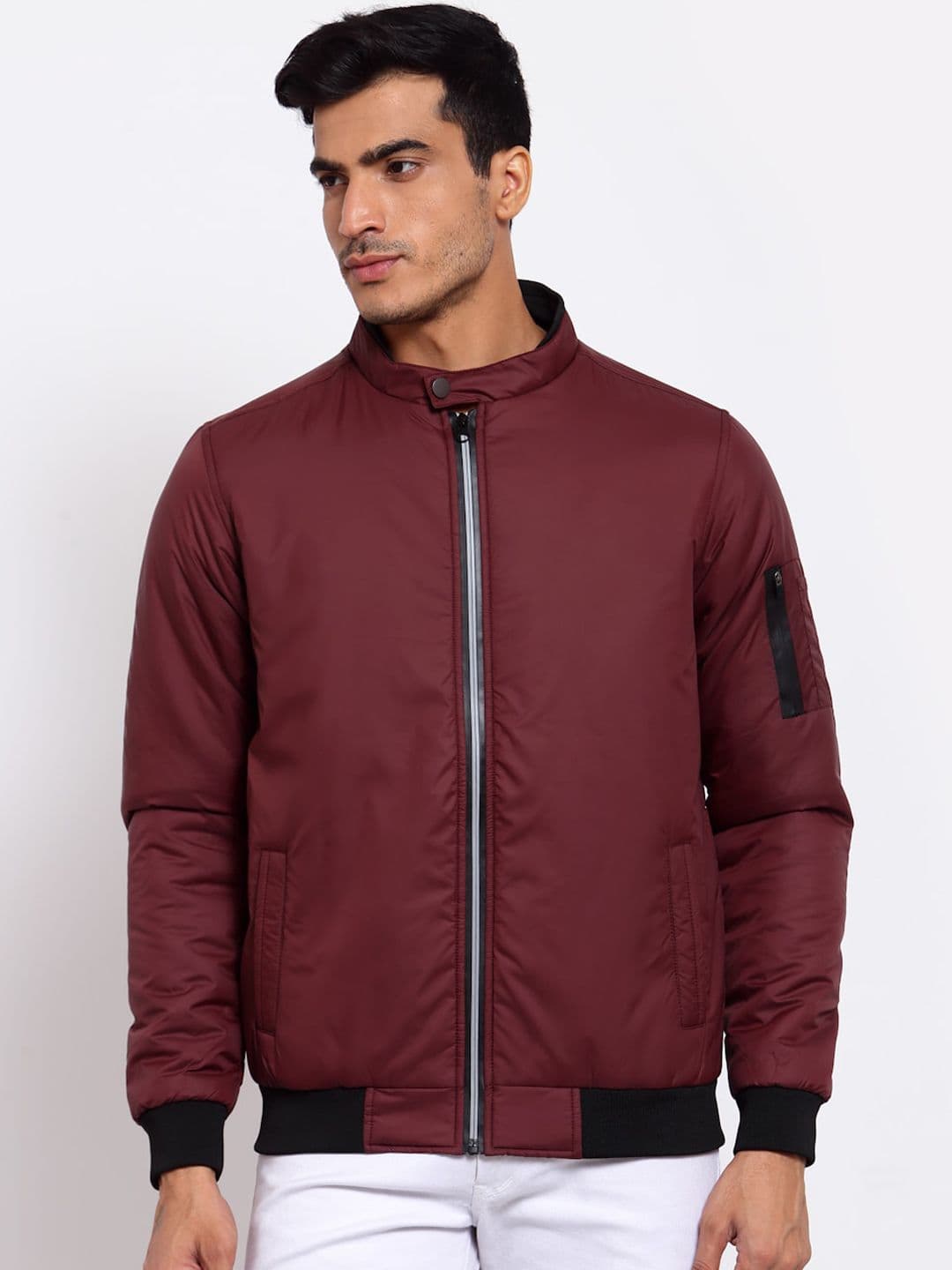 Style Quotient Men Maroon Lightweight Outdoor Bomber Jacket - view 1
