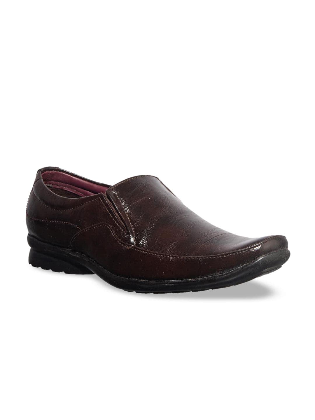 Khadims Men Brown Textured Formal Slip-On Shoes - view 1