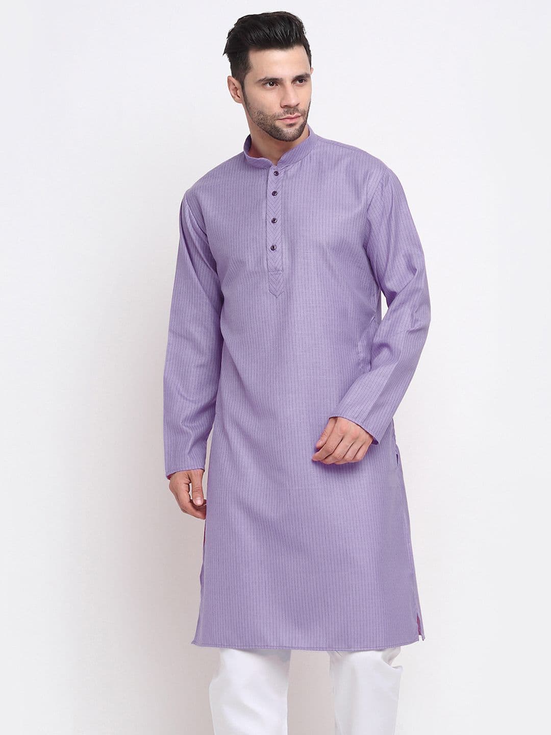 KRAFT INDIA Men Purple Striped Cotton Kurta - view 1