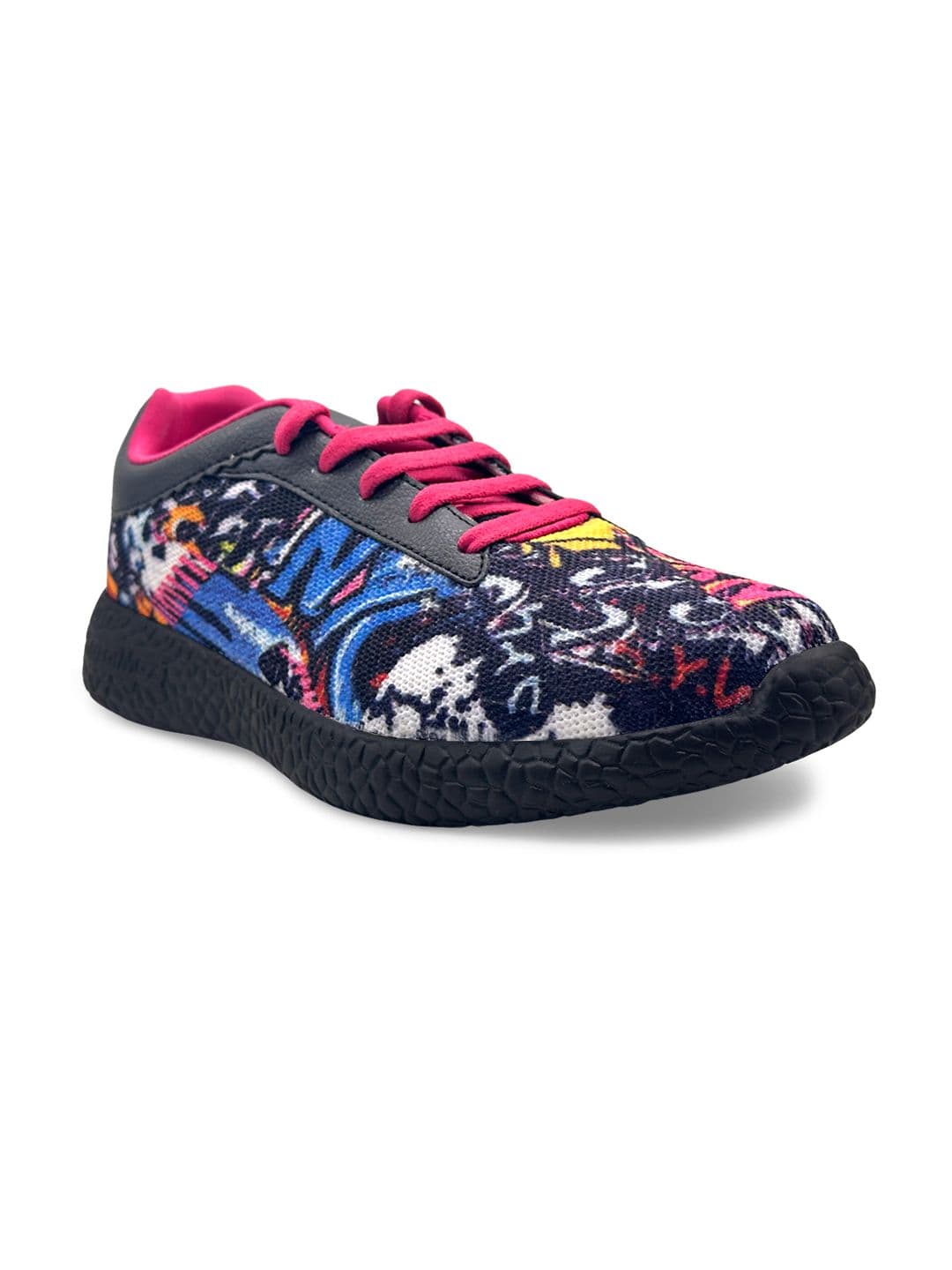 KazarMax Women Black Mesh Walking Non-Marking Graffiti Shoes - view 1