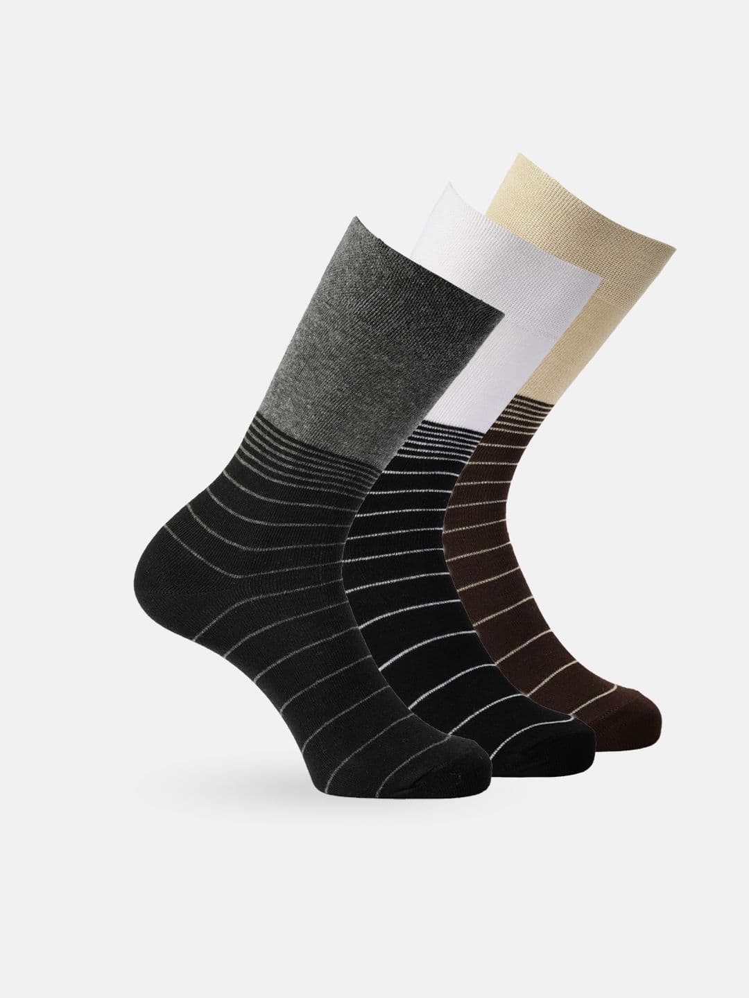 Mast & Harbour Men Set of 3 Striped Above Ankle-Length Socks - view 1