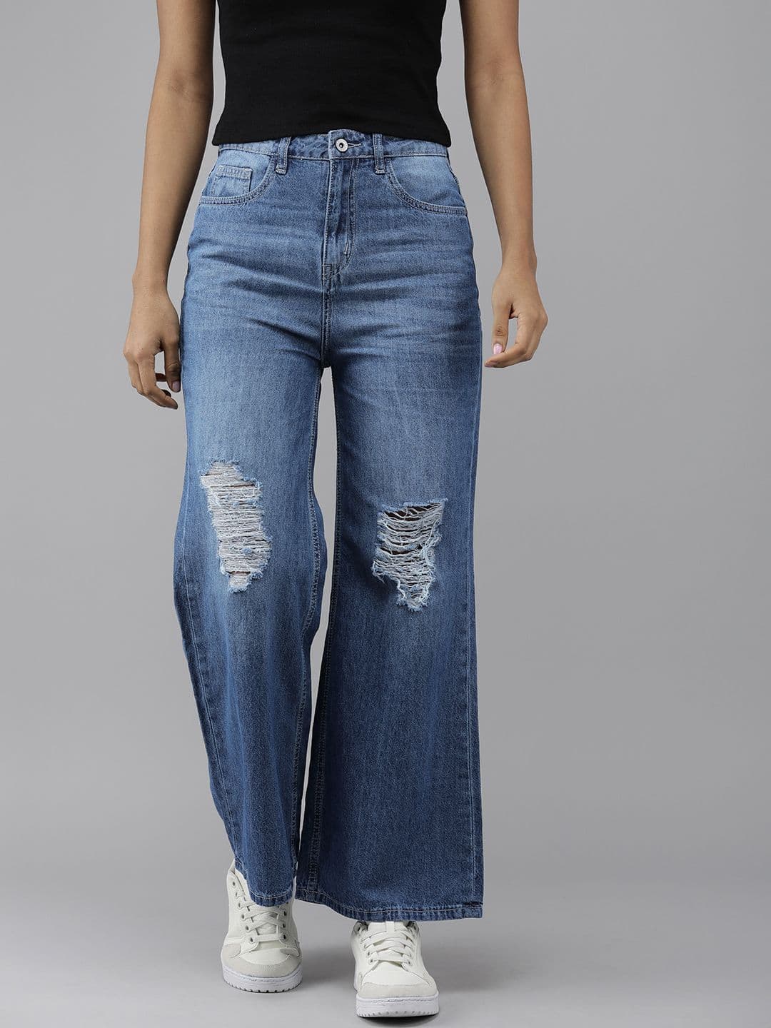 Roadster Women Blue Wide Leg Heavy Fade Stretchable Casual Jeans - view 1