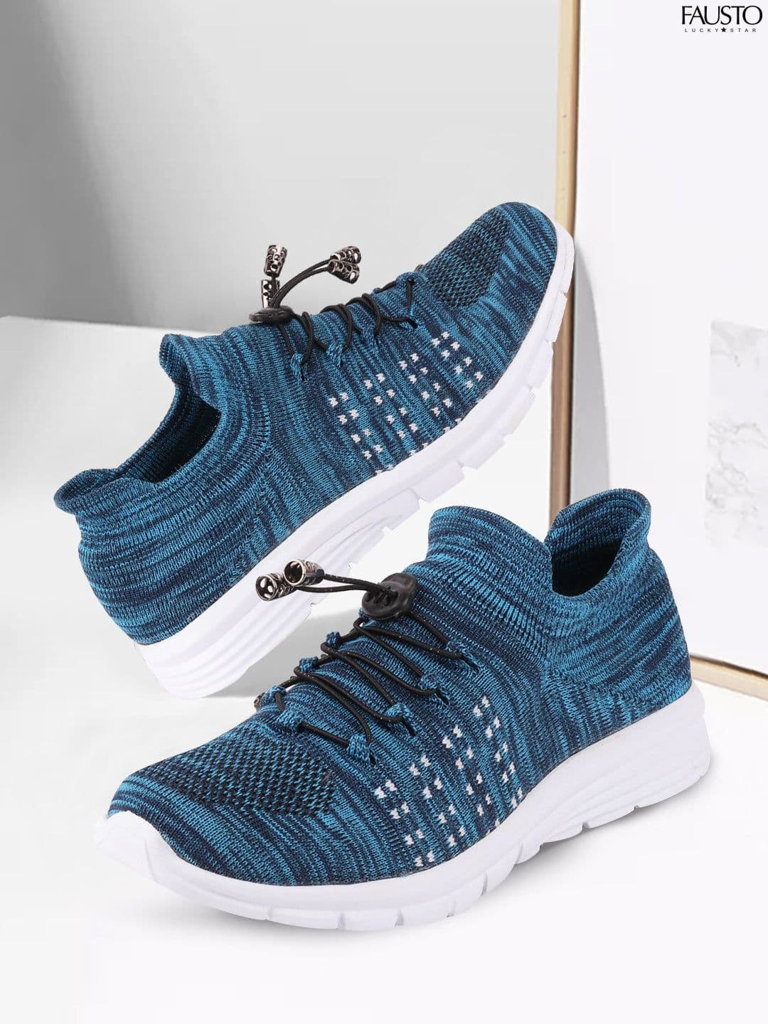 FAUSTO Men Blue Running Non-Marking Shoes - view 1