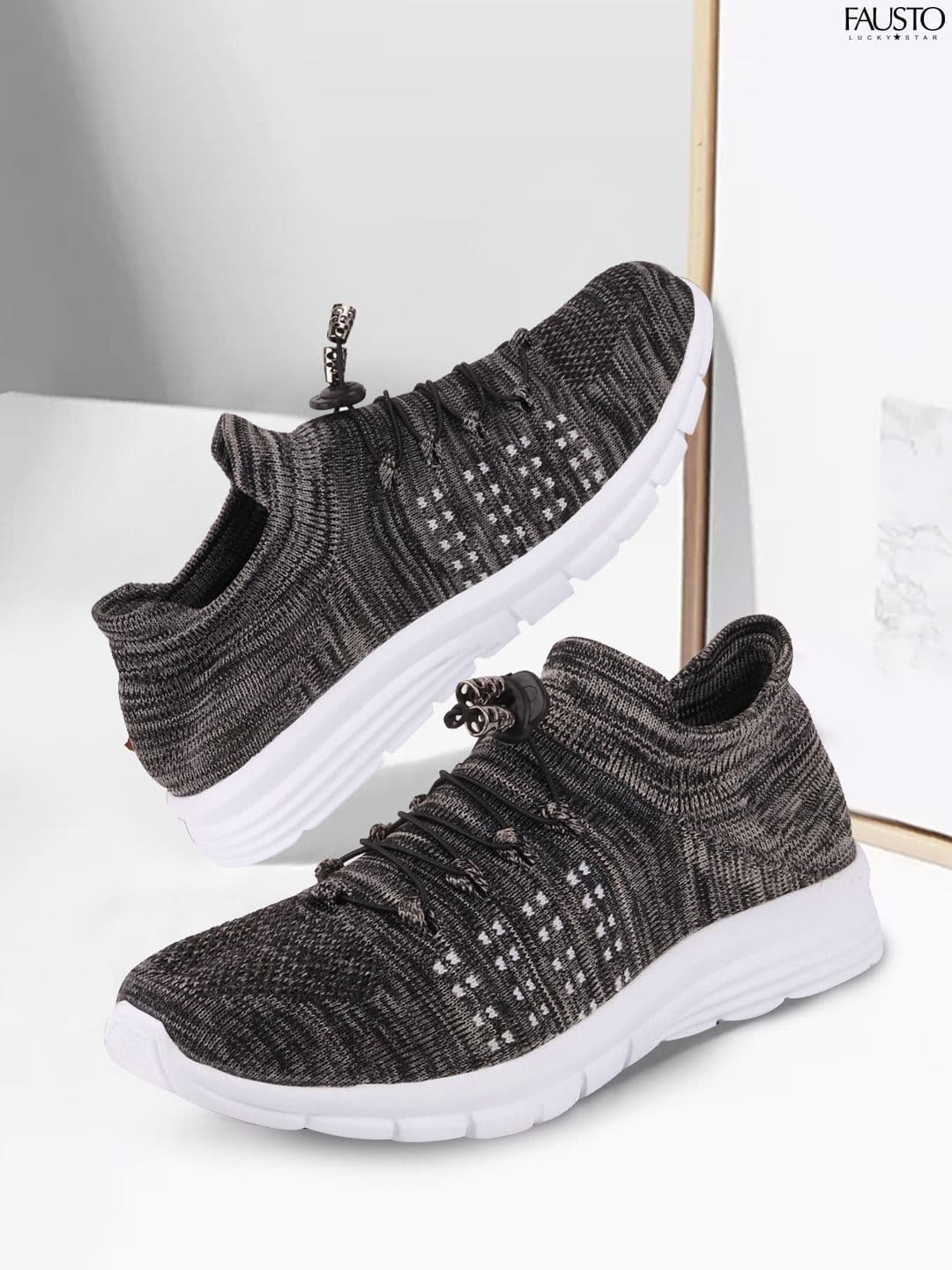 FAUSTO Men Grey Running Non-Marking Shoes - view 1