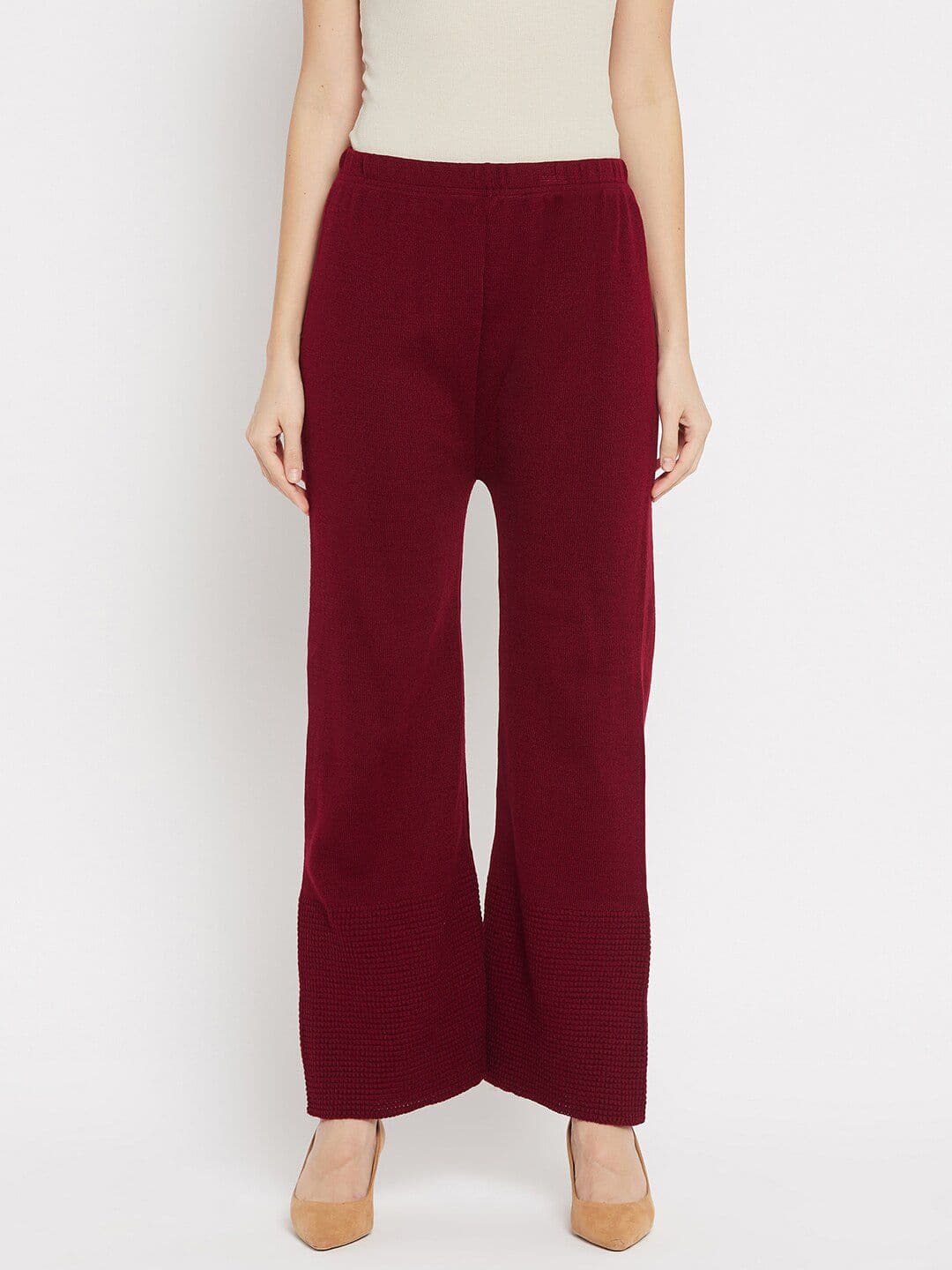 Clora Creation Women Maroon Woolen Palazzos - view 1
