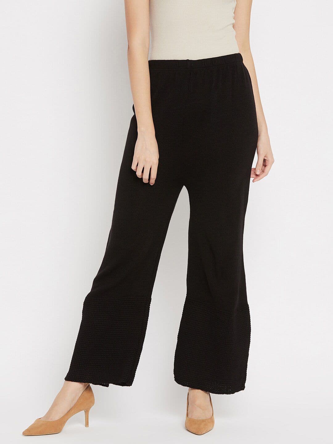 Clora Creation Women Woollen Black Solid Knitted Palazzos - view 1