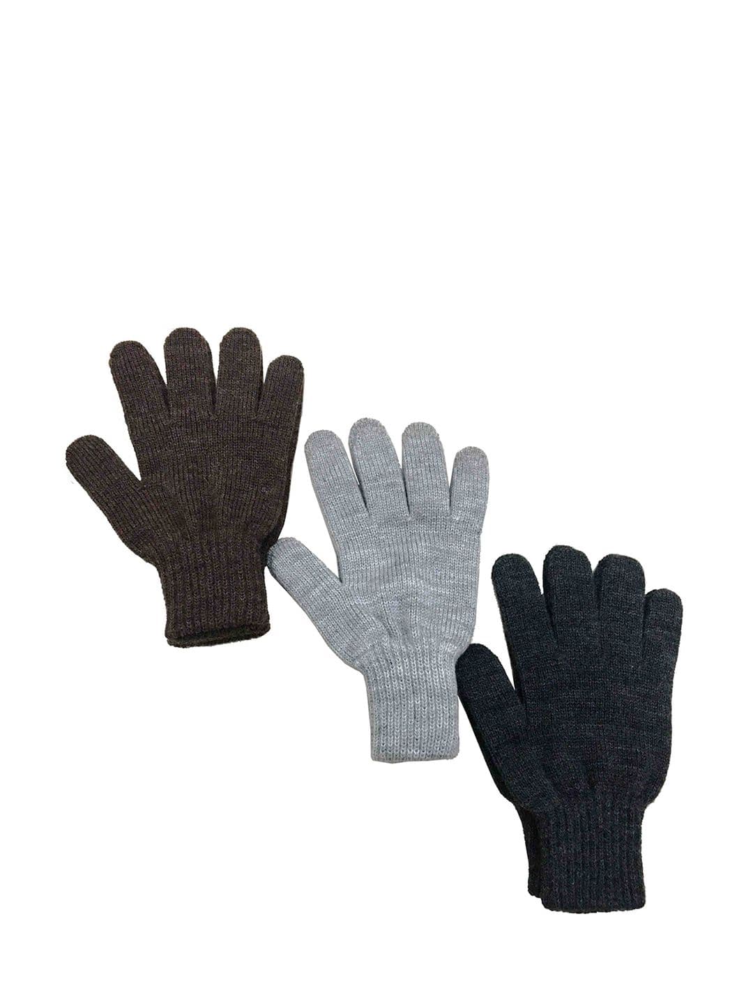 Gajraj Men Pack Of 3 Solid Winter Snuggy Fit Woolen Gloves - view 1