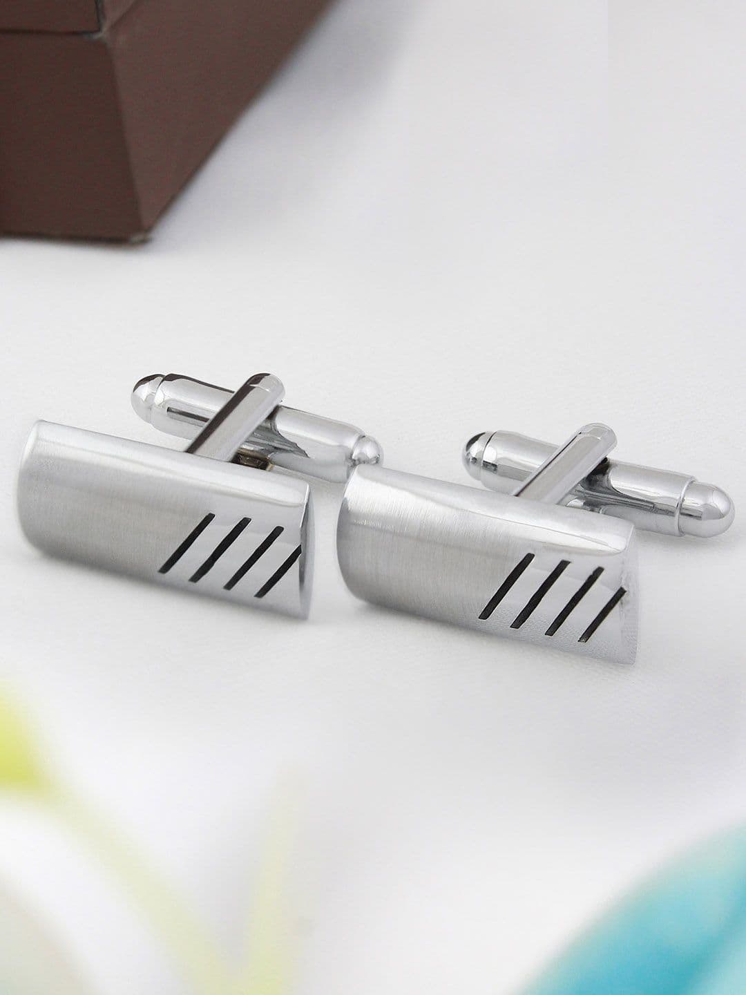 Kavove Silver-Toned he Kitty-Cornered Cufflink - view 1