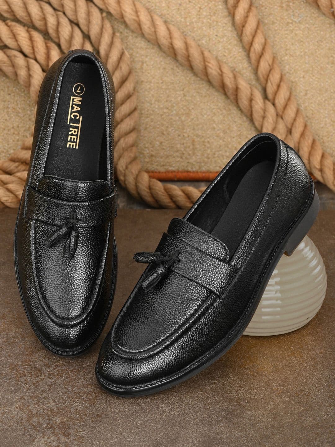 Mactree Men Black Solid Formal Loafers - view 1