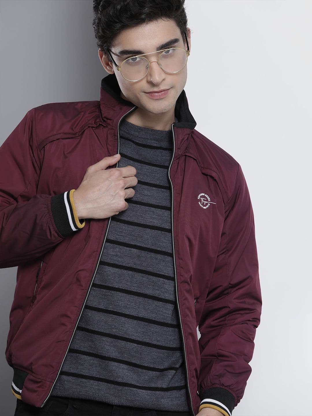 The Indian Garage Co Slim Fit High-Neck Zip-Front Bomber Jacket - view 1