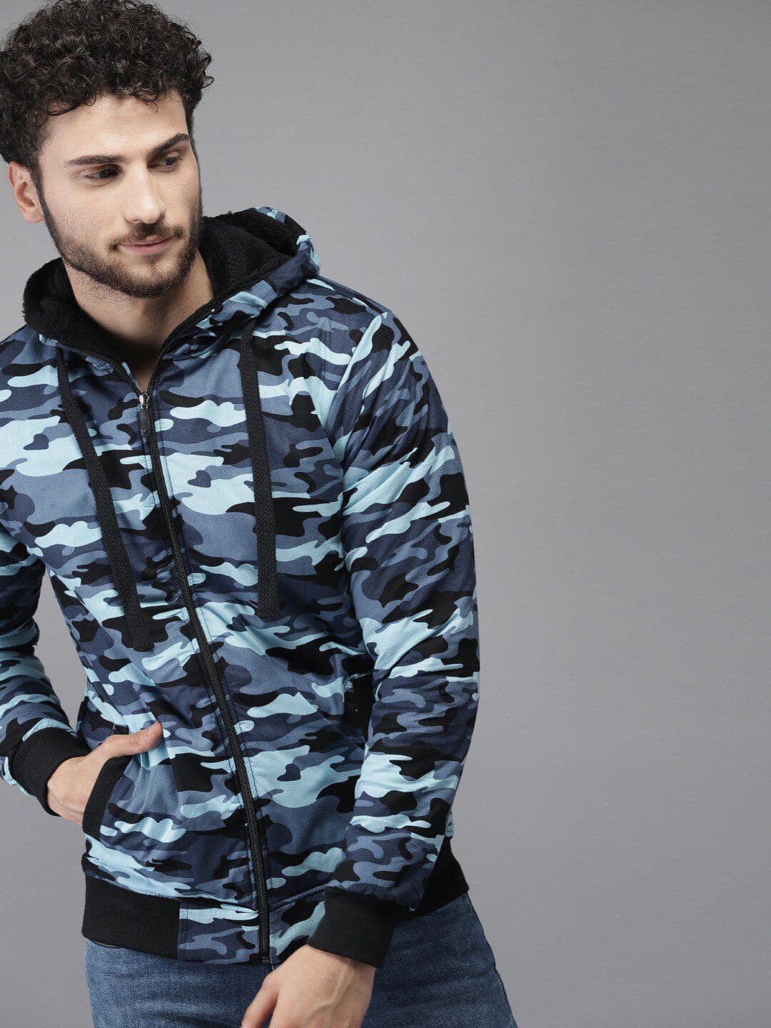 CAHOOT Men Blue Camouflage Windcheater Outdoor Bomber Jacket - view 1